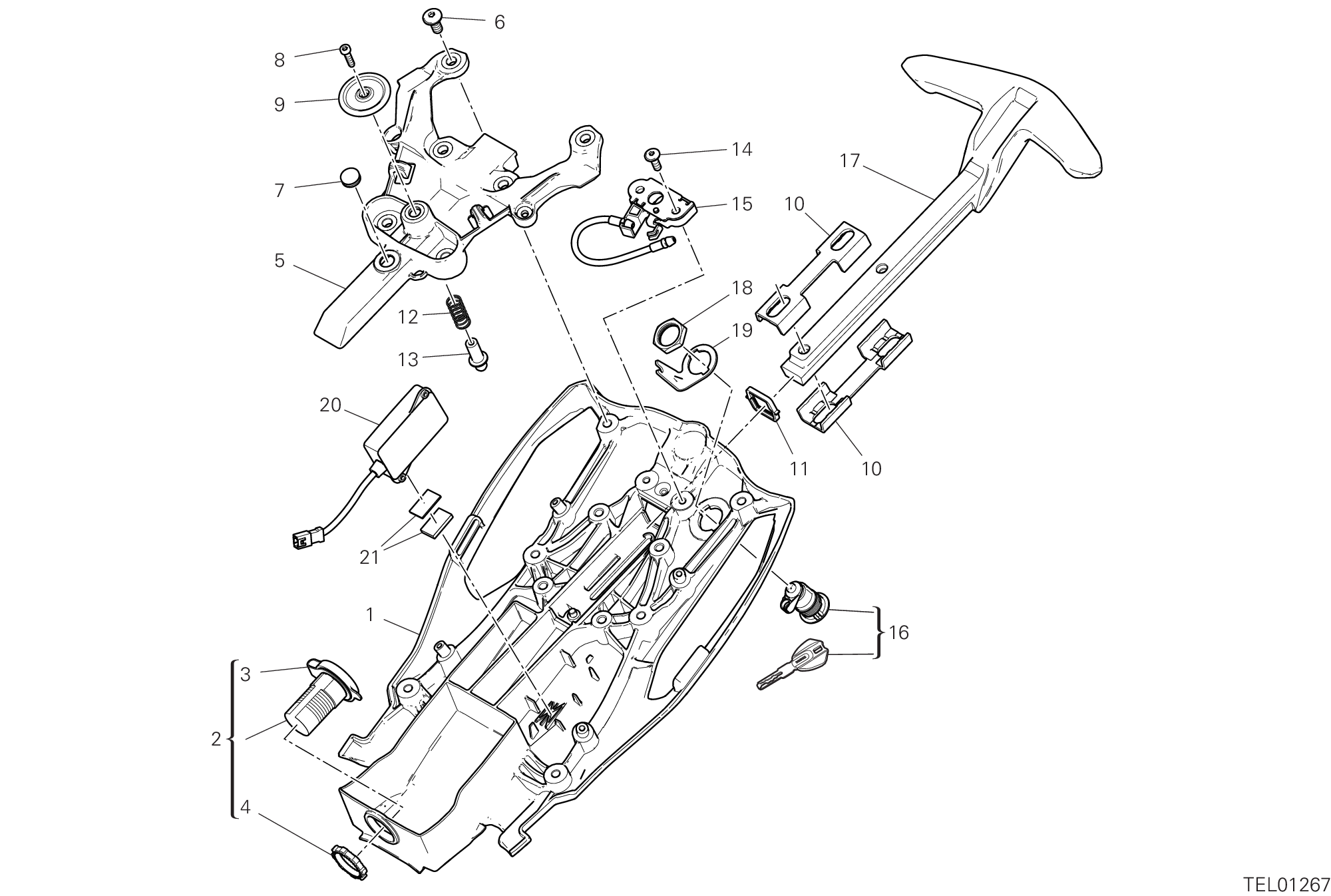 32C COUVETTE PORTE OBJETS POUR DIAVEL 1260 S 2019