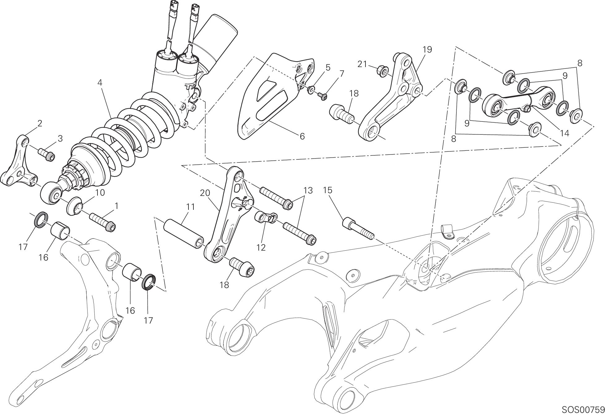 028 SOSPENSIONE POSTERIORE POUR SUPERBIKE 1299S ABS 2016