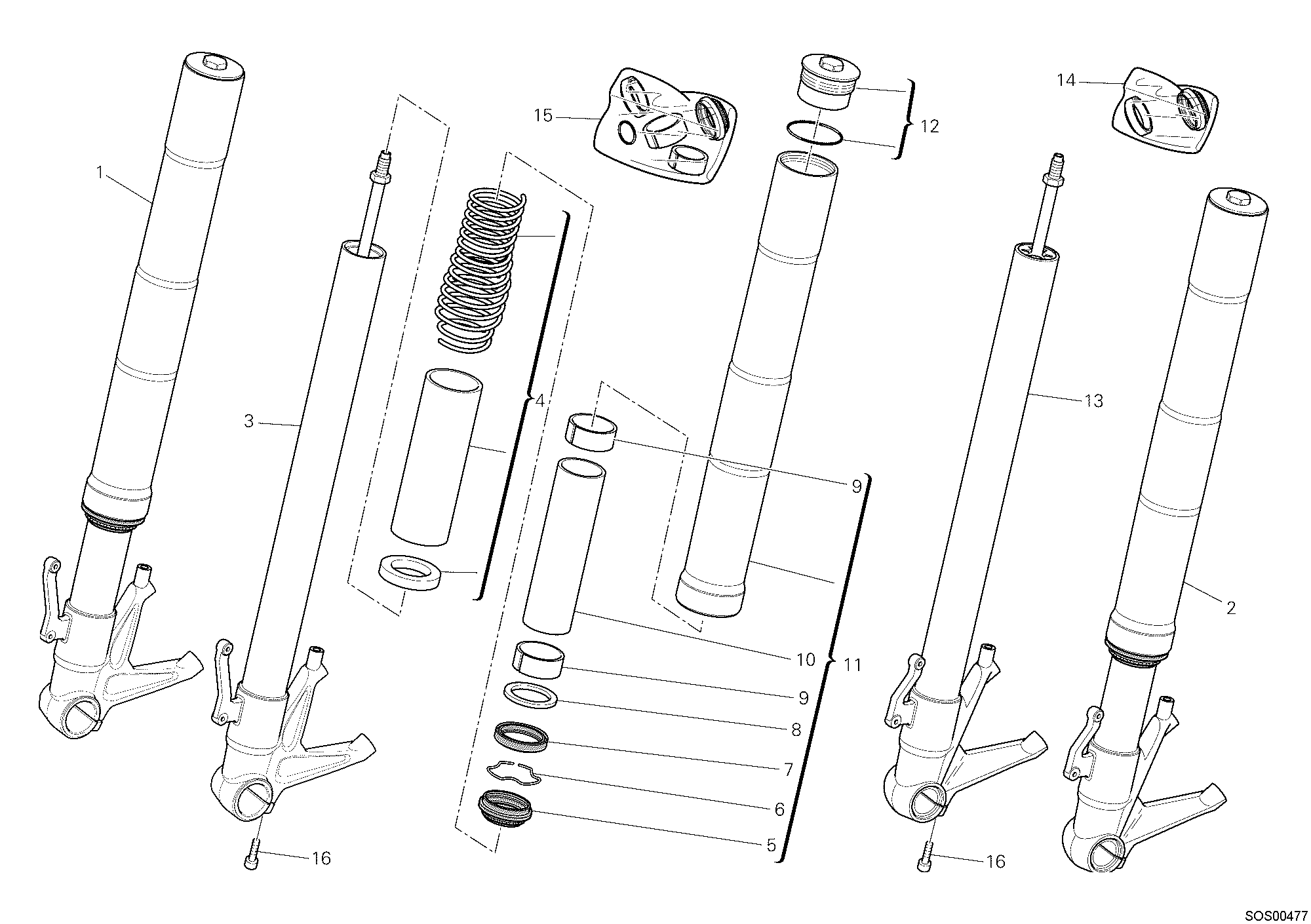 023 FOURCHE AVANT POUR HYPERMOTARD 796 2010