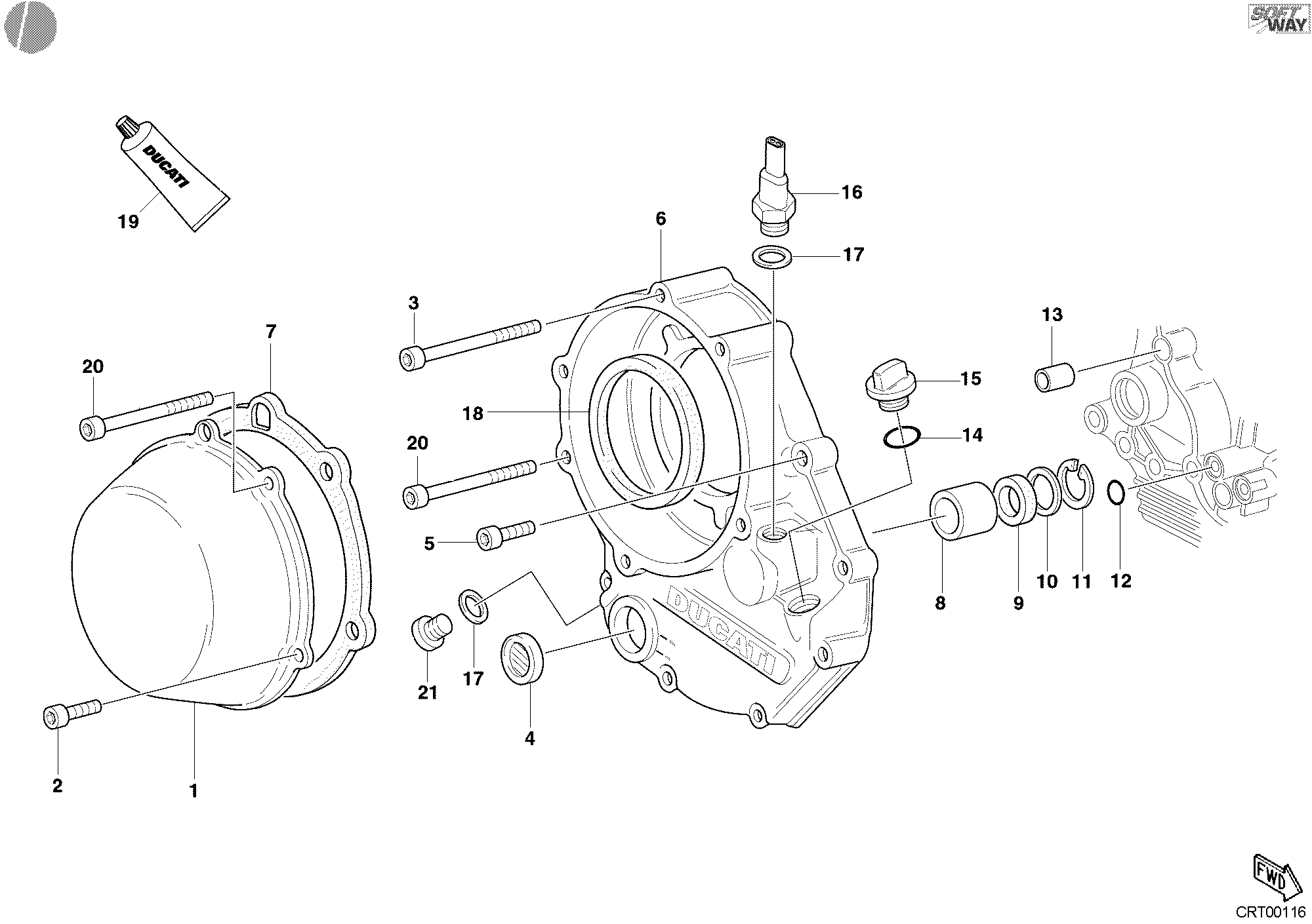005 COUVERCLE EMBRAYAGE POUR SUPERBIKE 748 R SINGLE SEAT 2002