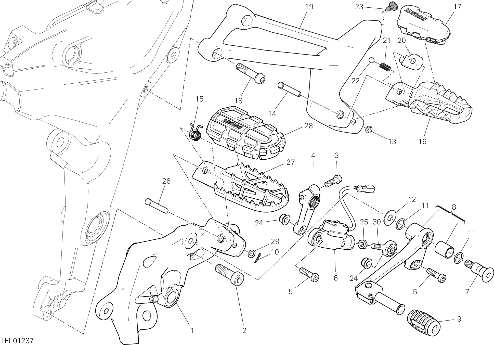 27C REPOSE PIED GAUCHE POUR MULTISTRADA 1260 ENDURO TOURING 2019
