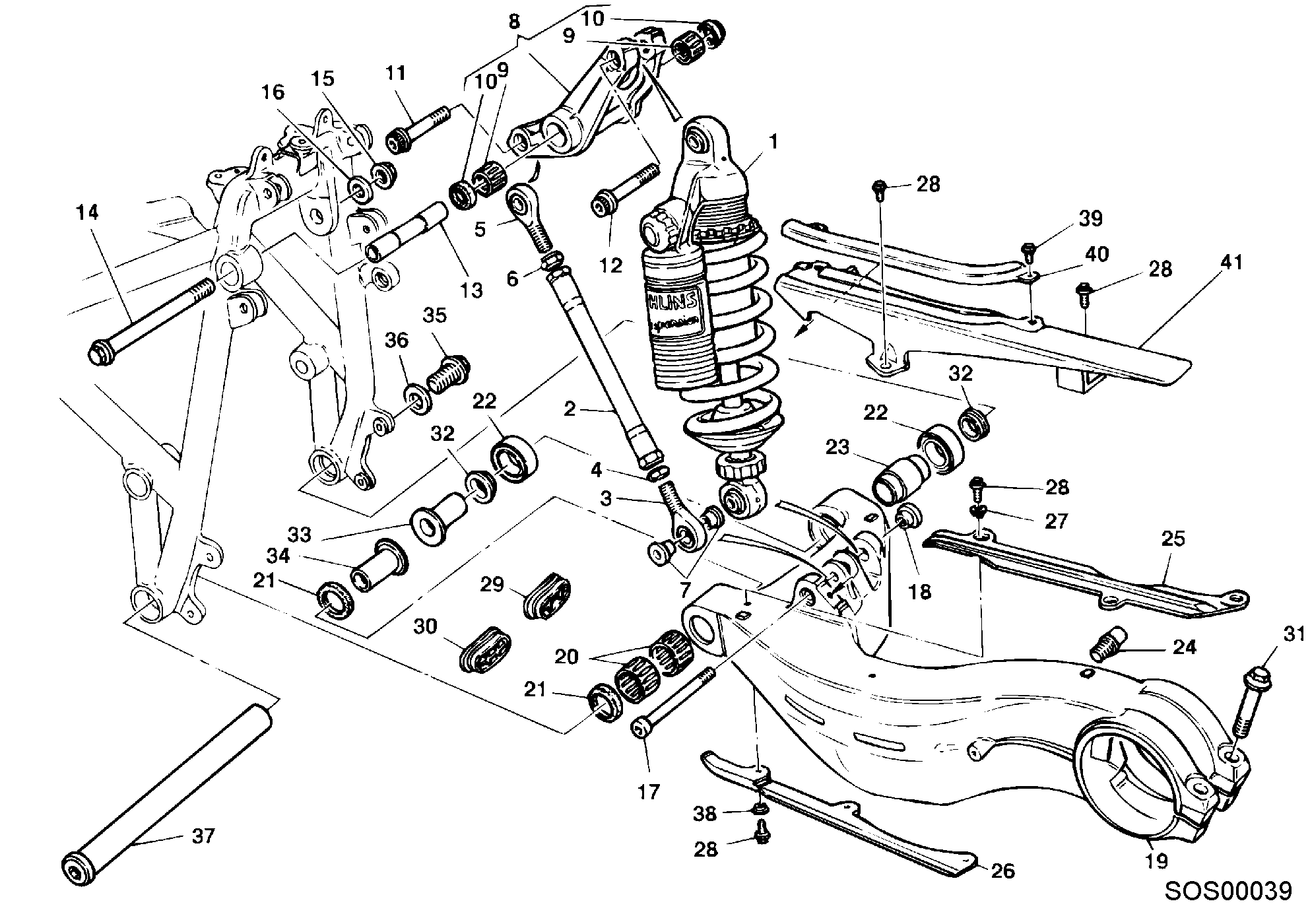 030 AMORTISSEUR ARRIERE POUR SUPERBIKE 748 RS 2000