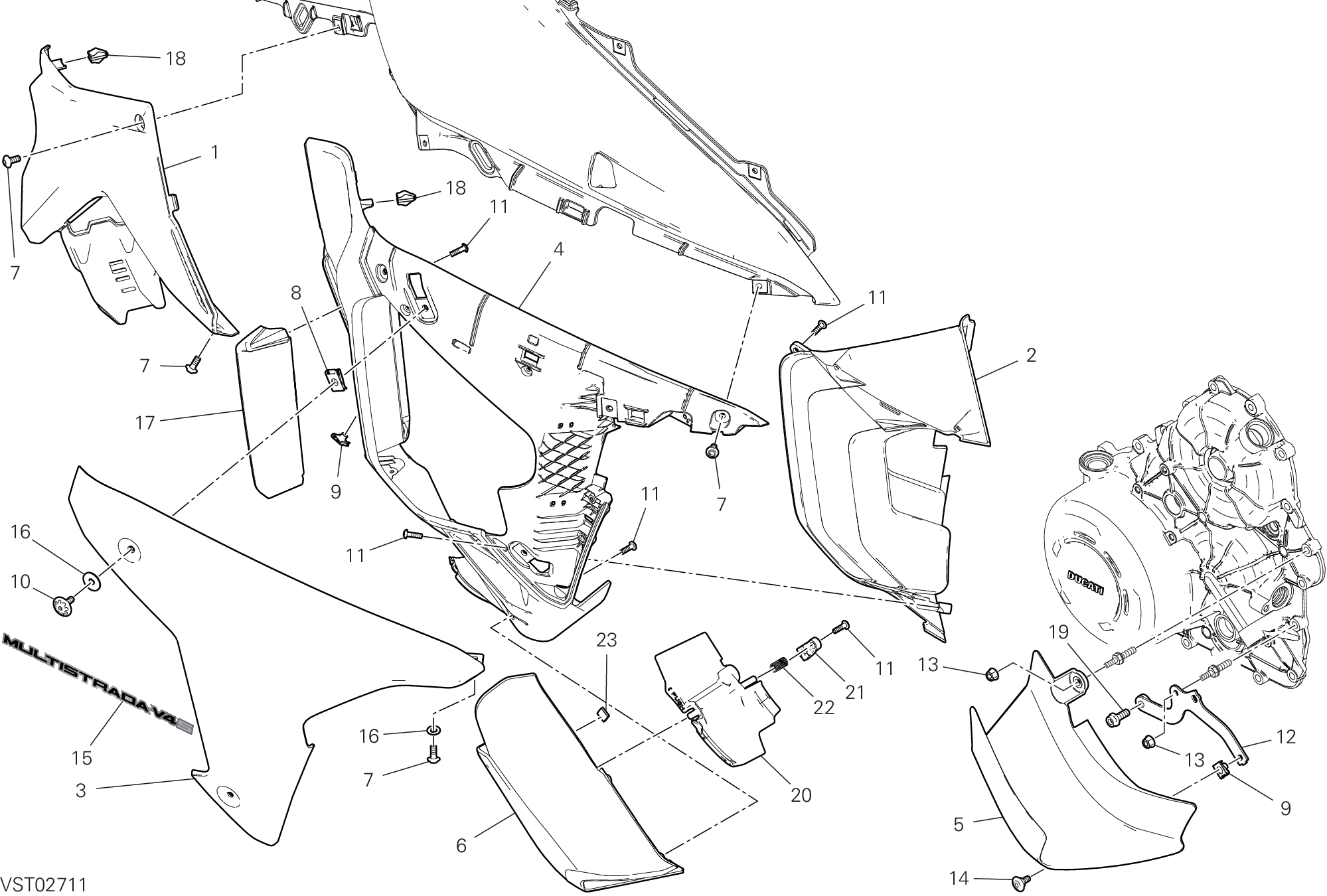 37E PANNEAU LATERAL DROIT POUR MULTISTRADA V4S 2024