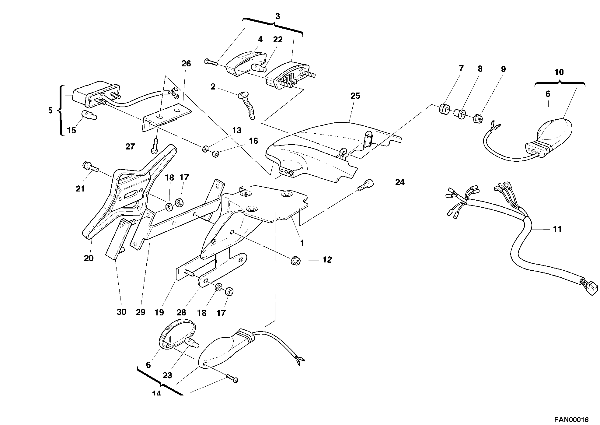 25A FEU ARRIERE USA POUR MONSTER 750 2000