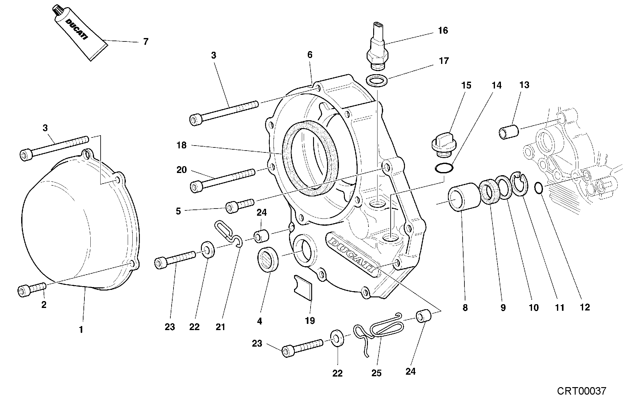 005 COUVERCLE EMBRAYAGE POUR SUPERBIKE 996 SPS III 2000