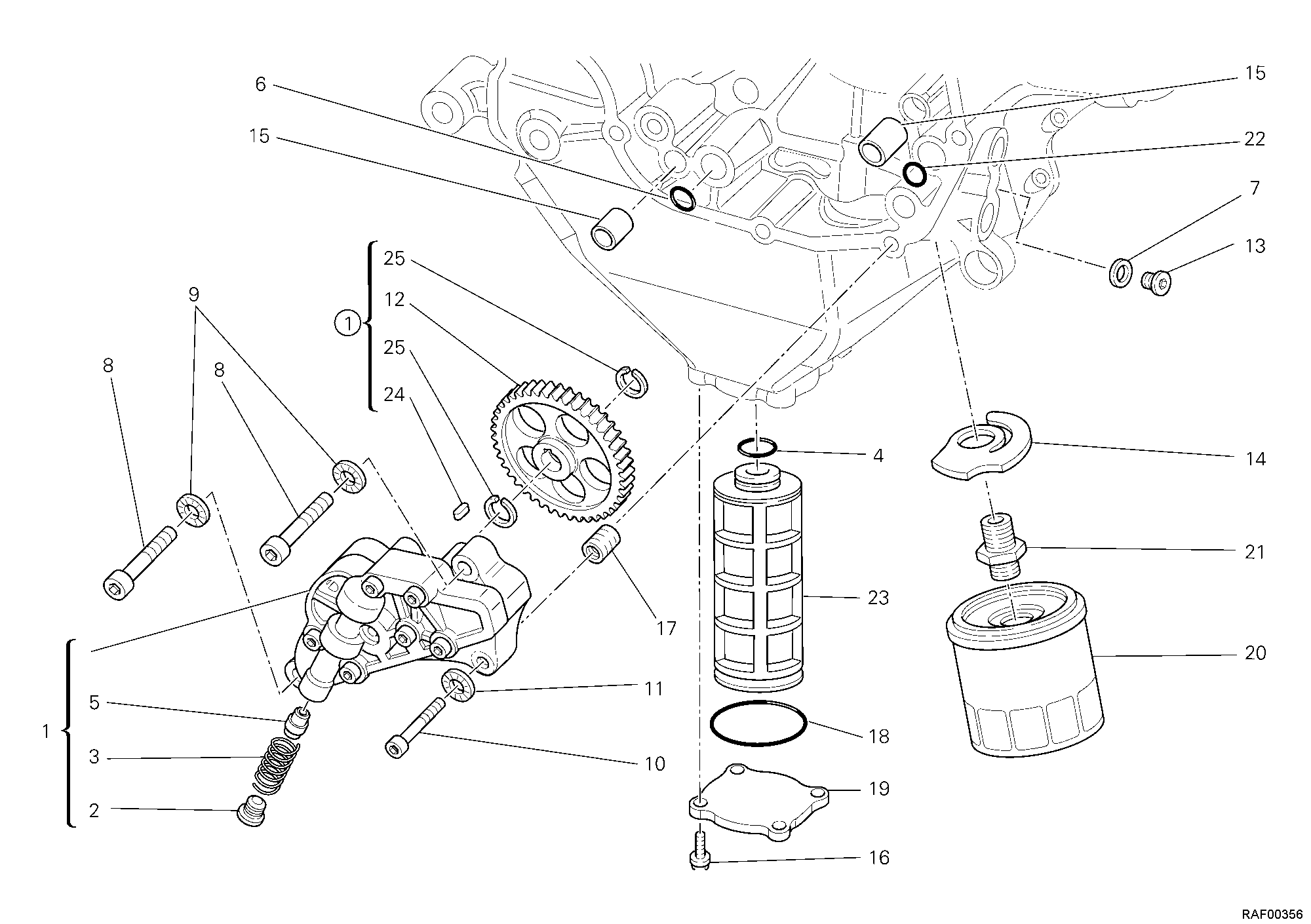009 POMPE A HUILE FILTRE POUR SUPERBIKE 848 2009