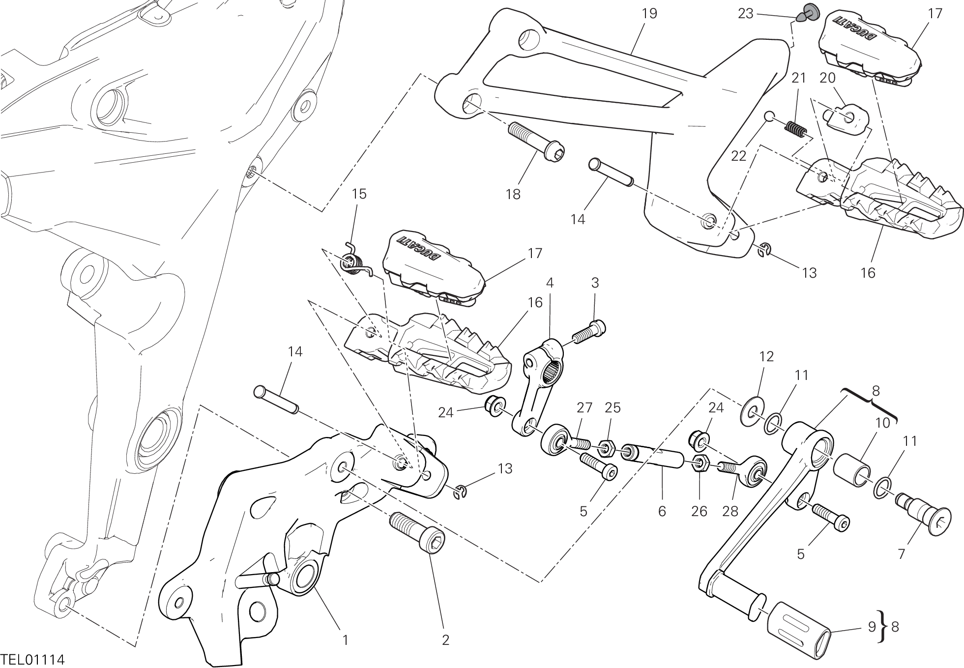 27C REPOSE PIED GAUCHE POUR MULTISTRADA 1260 ABS 2020
