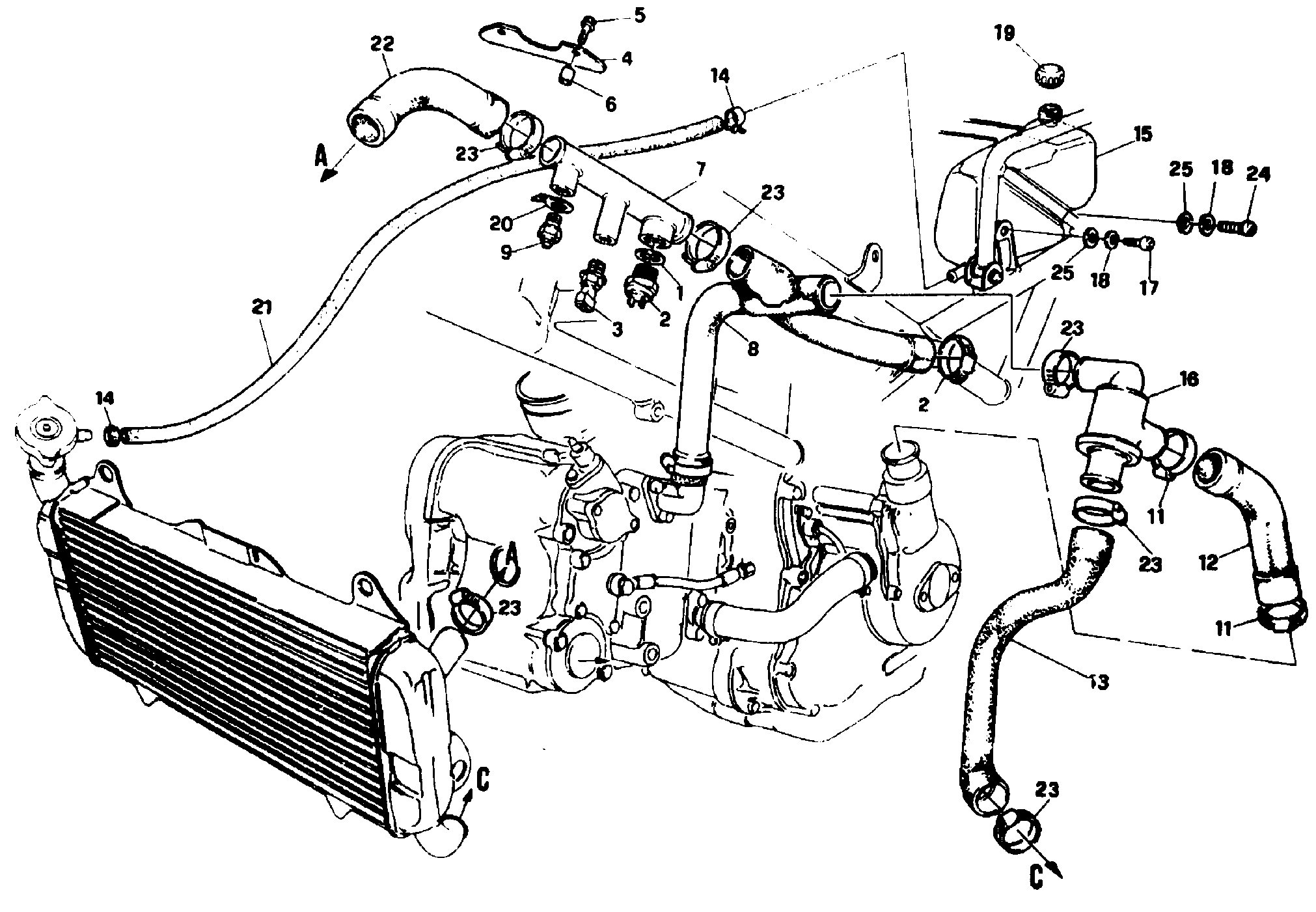 032 CIRCUIT DE REFROIDISSEMENT POUR SUPERBIKE 851 1991