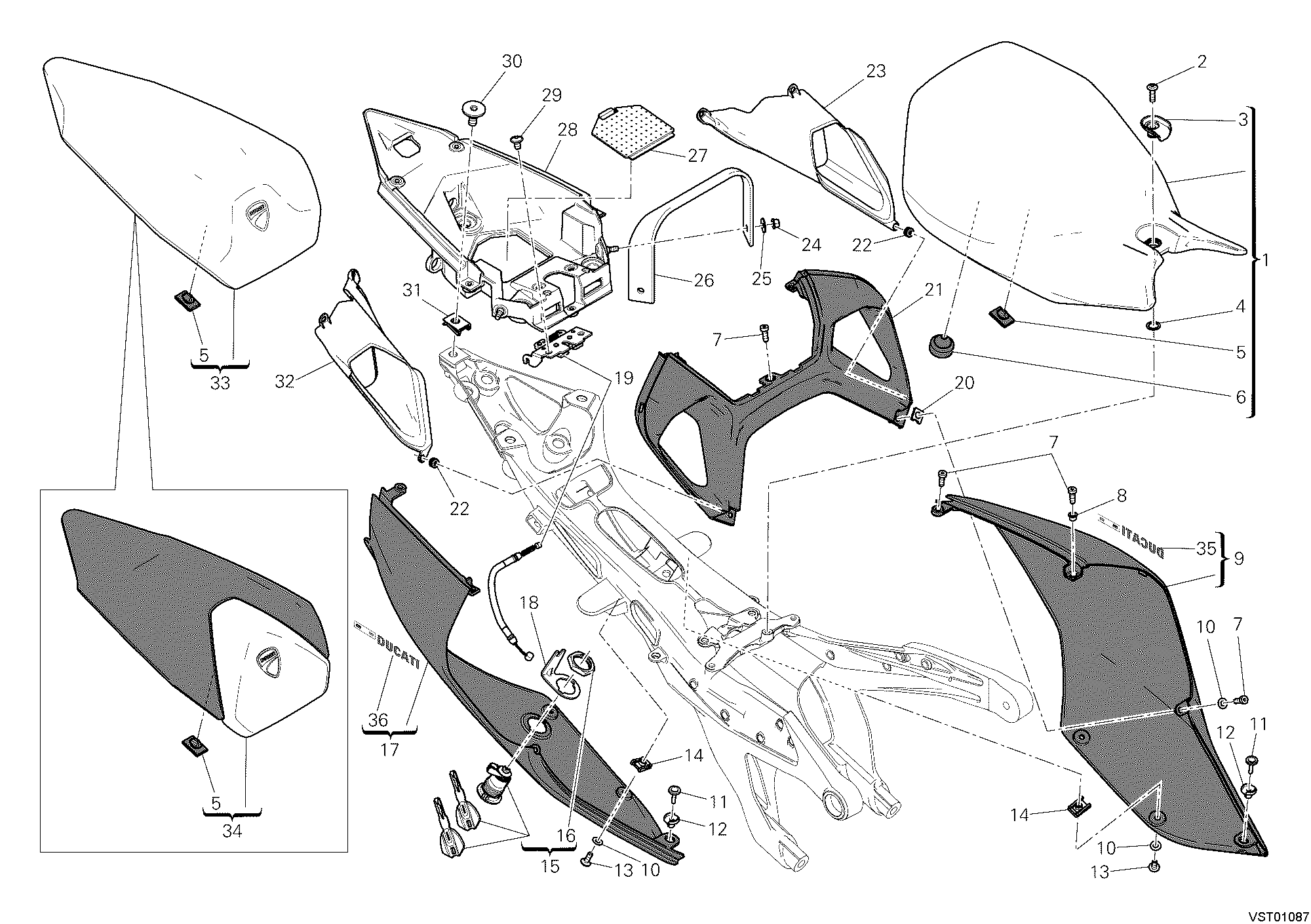 033 SELLE POUR SUPERBIKE 1199 PANIGALE ABS 2012