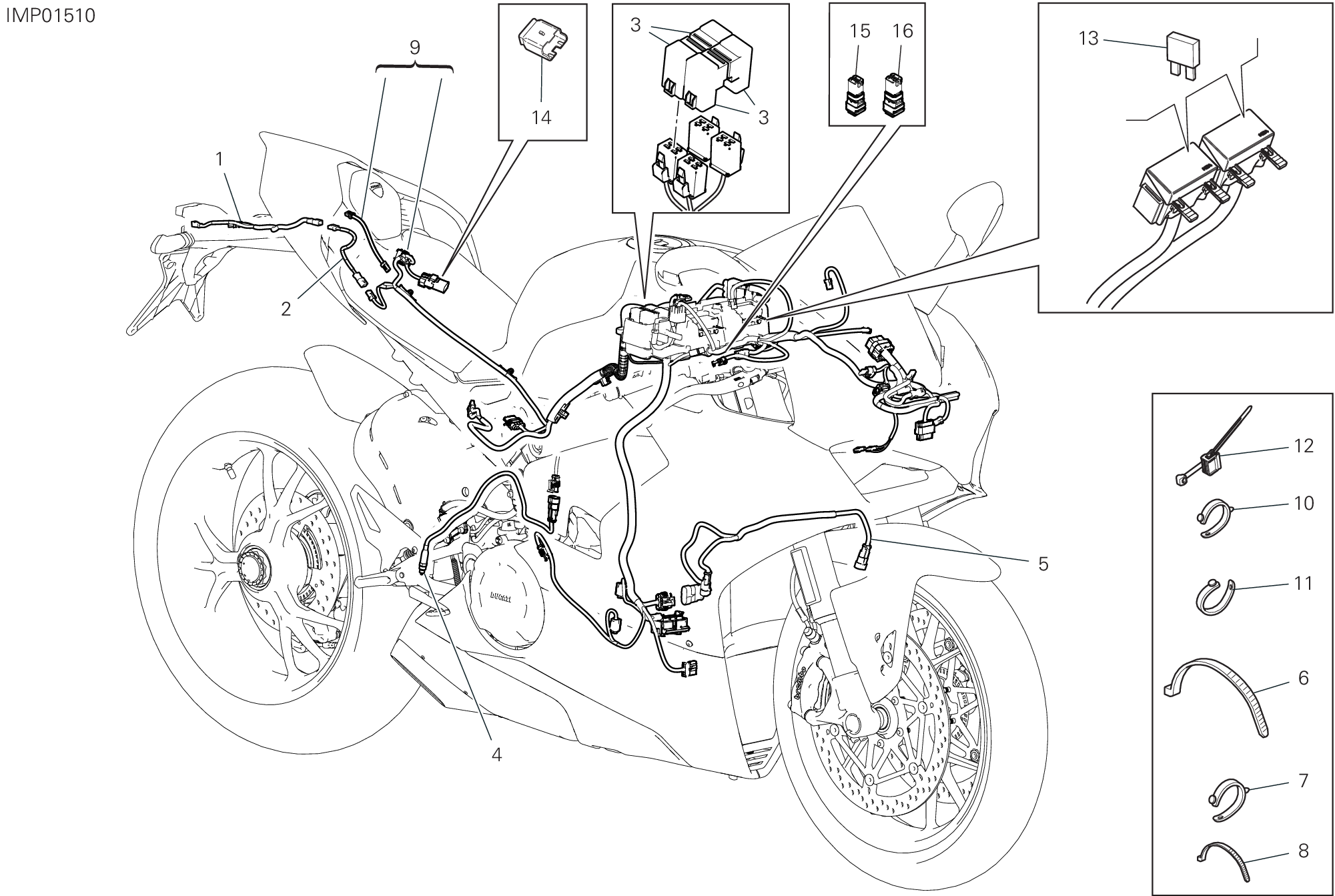13C CIRCUIT ELECTRIQUE VEHICULE POUR SUPERBIKE PANIGALE V4 S 2018