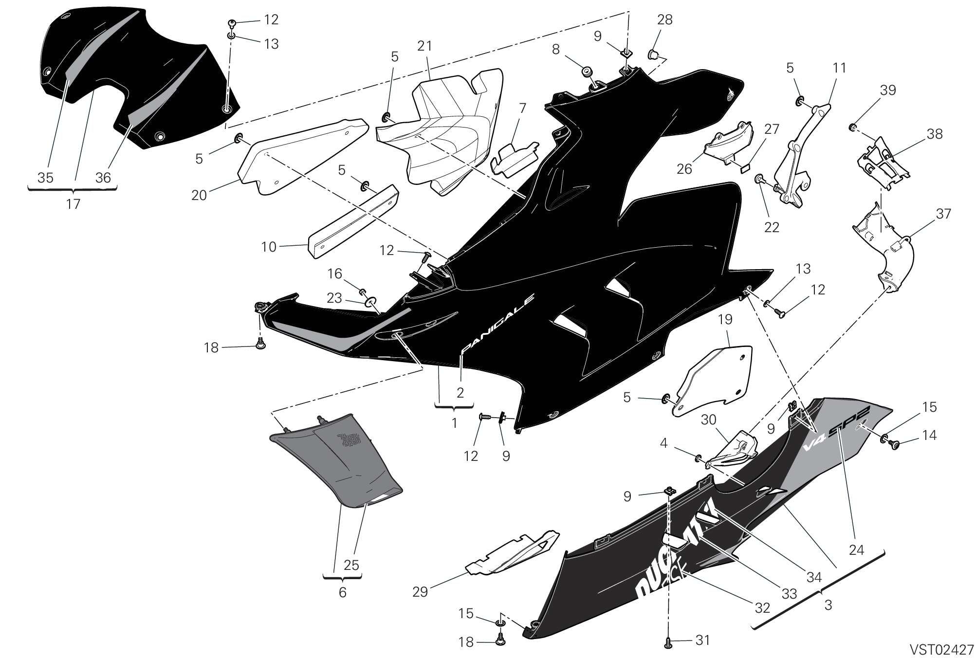 37C CARENE GAUCHE POUR SUPERBIKE PANIGALE V4 SP2 2022