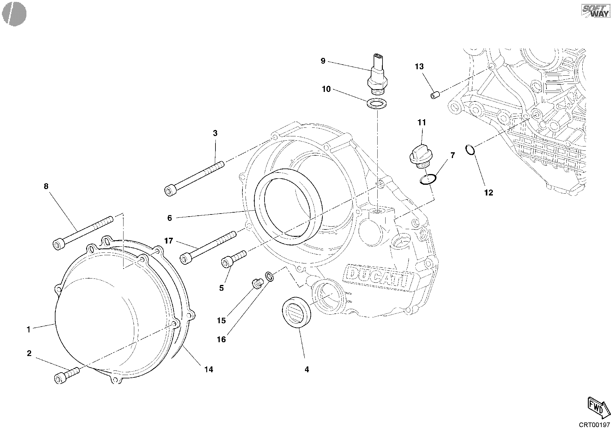005 COUVERCLE EMBRAYAGE EXTERIEUR POUR SUPERBIKE 749 R 2006