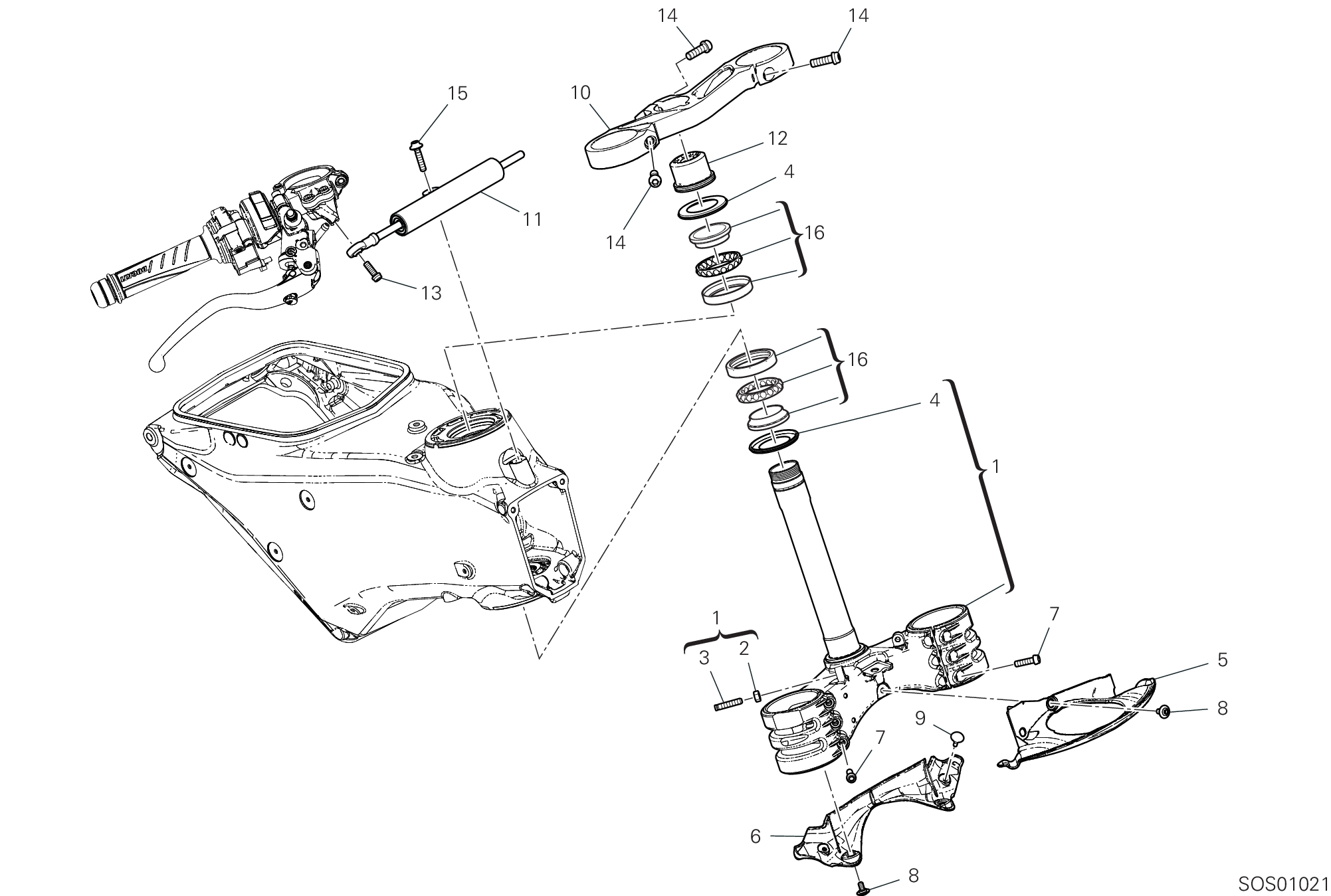 18A ENSEMBLE DIRECTION POUR SUPERBIKE PANIGALE V2 2025