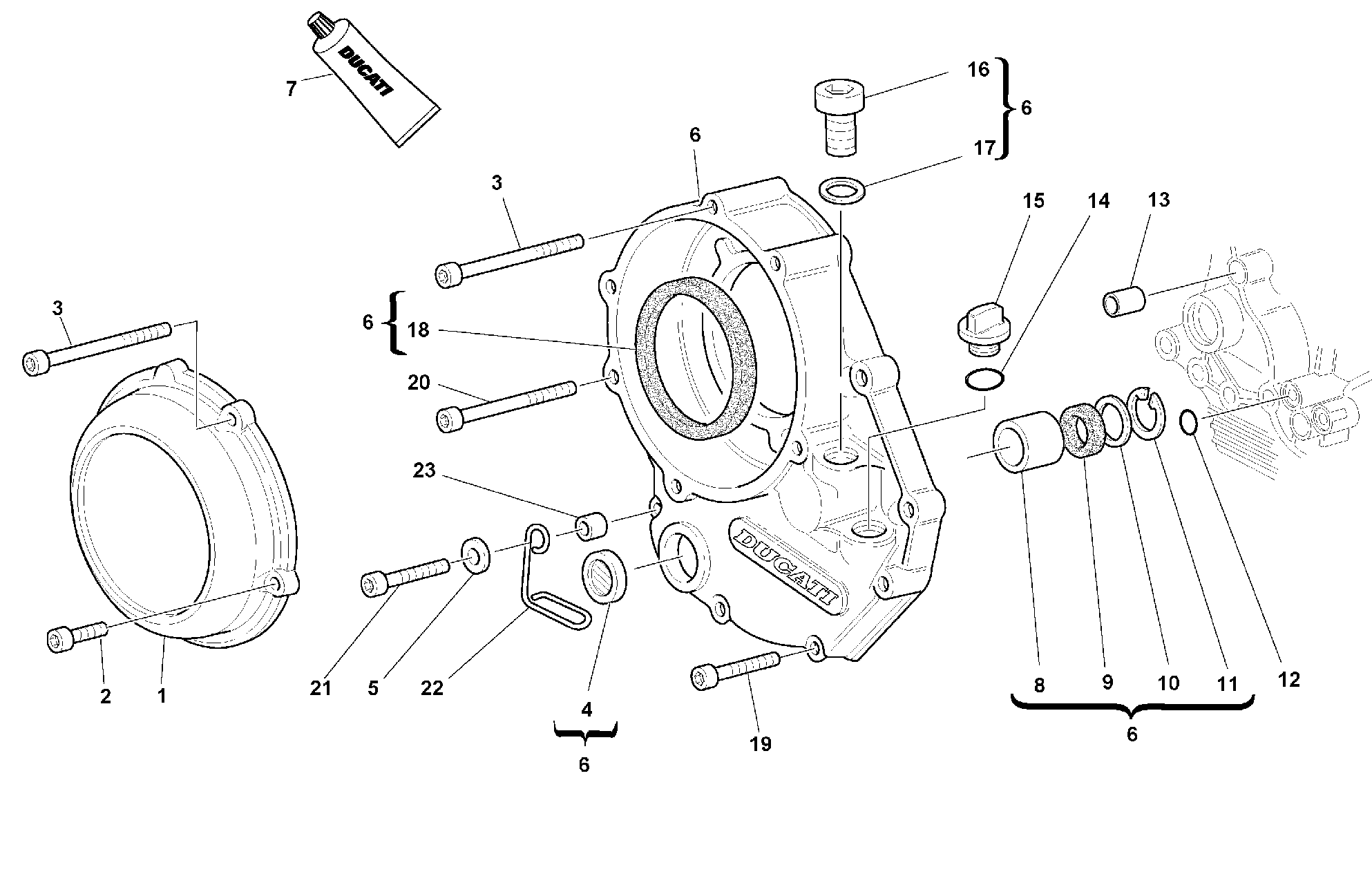 050 COUVERCLE EMBRAYAGE POUR SUPERBIKE 748 R 1999