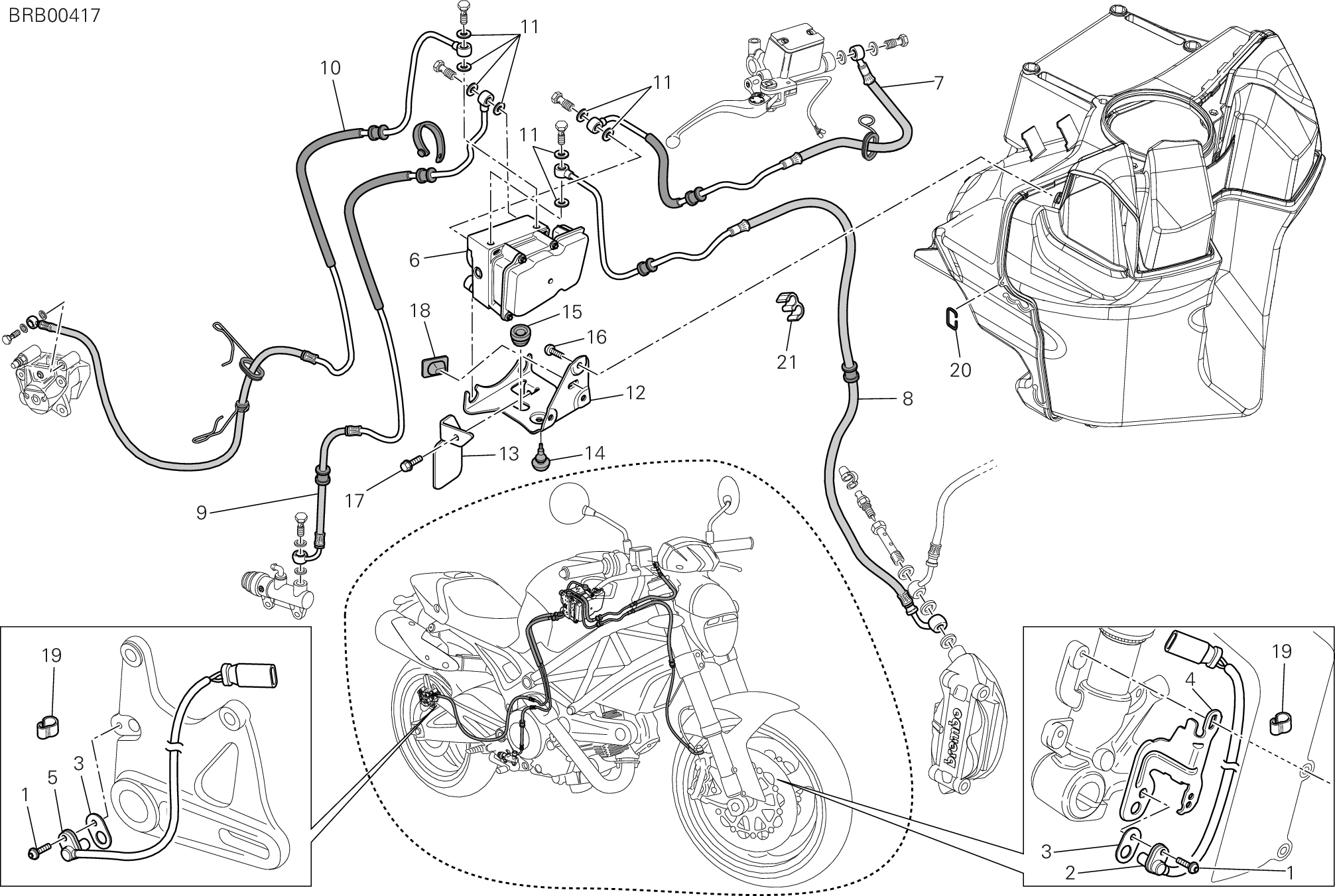 28A SYSTEME DE FREIN ABS POUR MONSTER 696 ABS ANNIVERSARY 2013