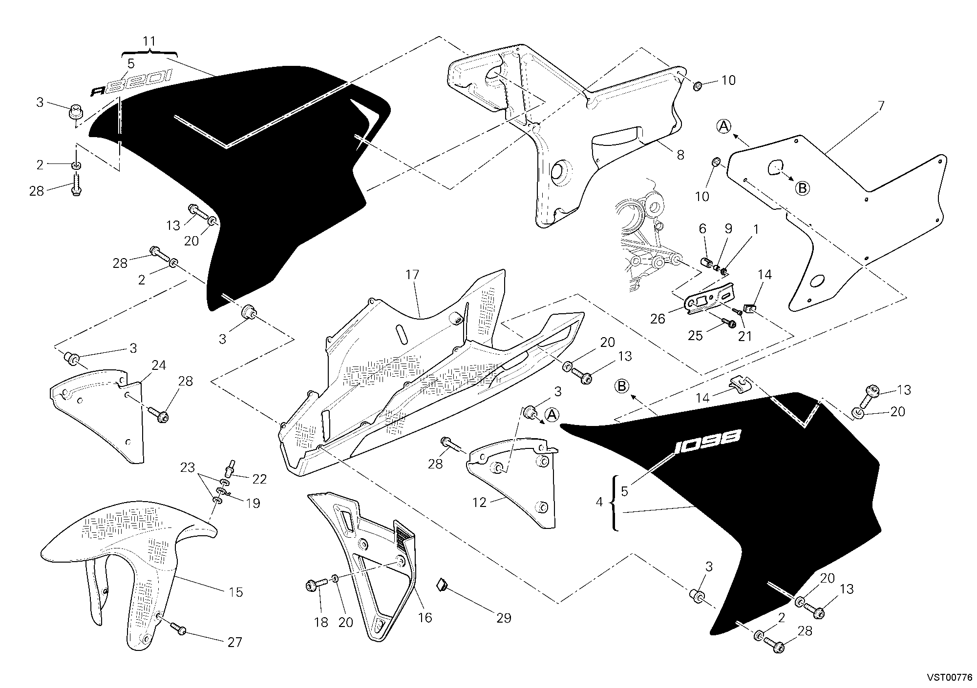 34A HABILLAGE POUR SUPERBIKE 1098 R 2008