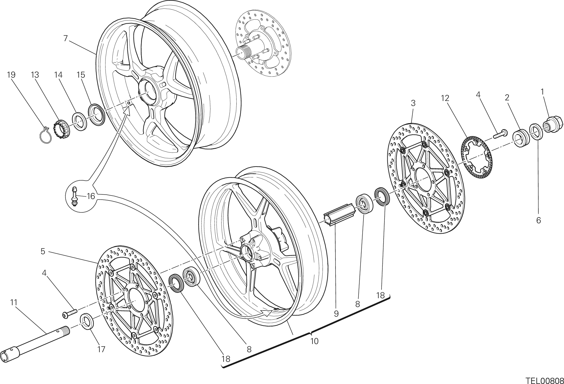 026 RUOTA ANTERIORE E POSTERIORE POUR MONSTER 1200 S 2014