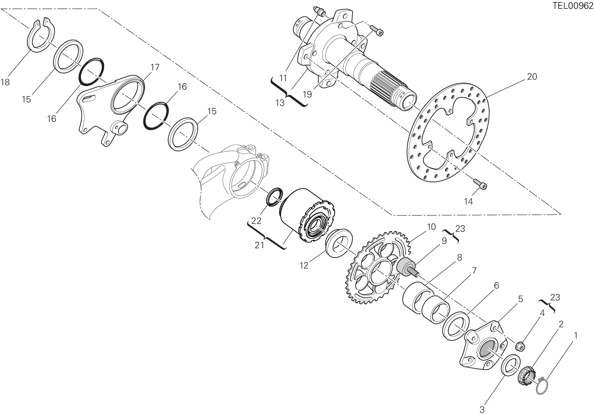 035 MOYEU ROUE ARRIERE POUR MONSTER S4R 2005