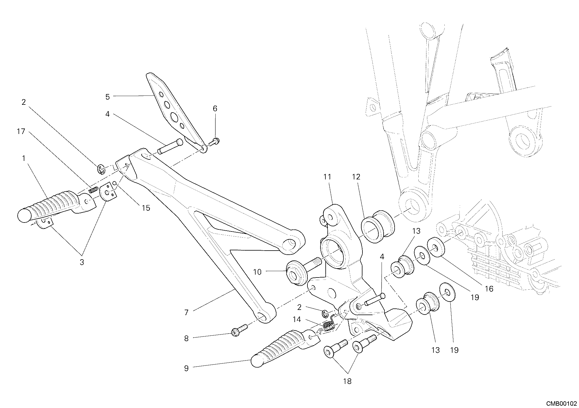 031 REPOSE PIEDS DROIT POUR MULTISTRADA 1000 S 2005