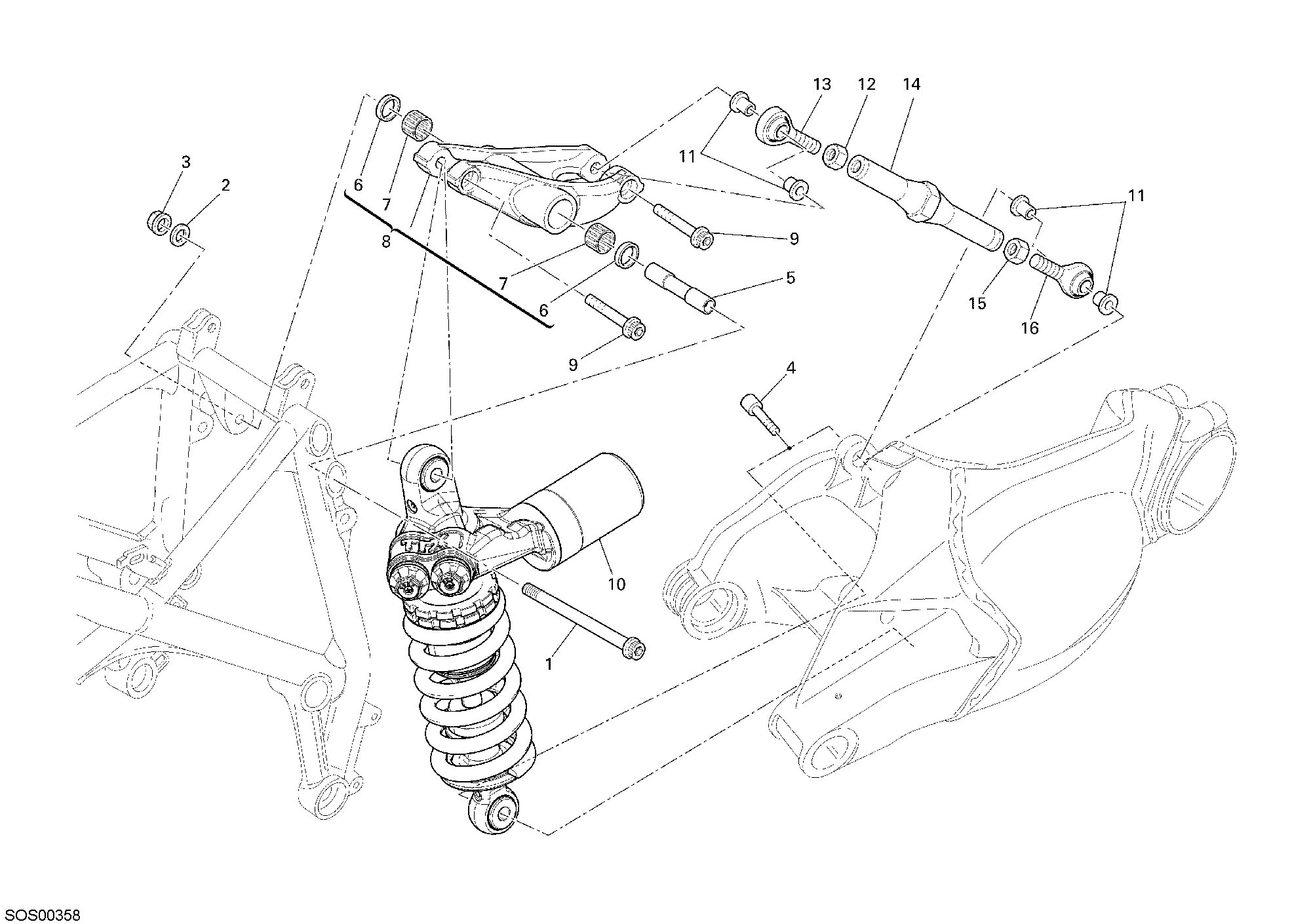 028 AMORTISSEUR ARRIERE POUR SUPERBIKE 1098 R 2008
