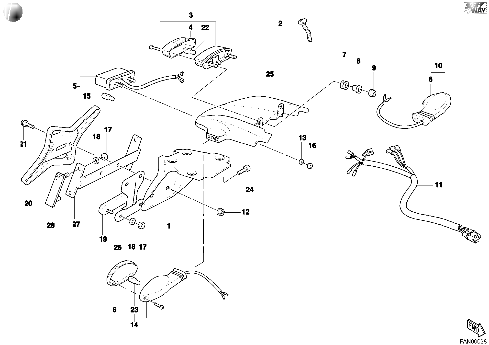 036 FEU ARRIERE POUR MONSTER S4 2001