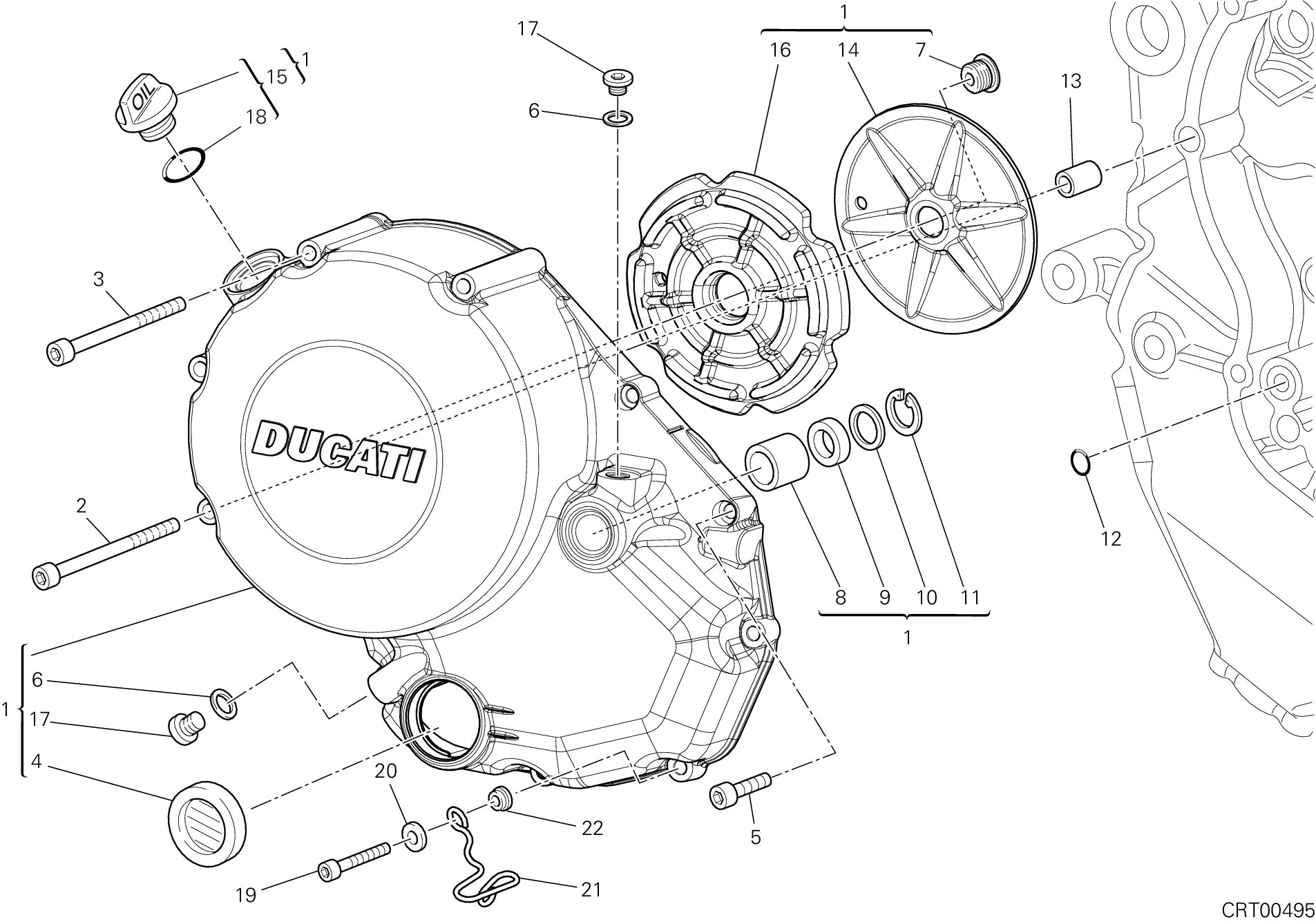 005 COUVERCLE EMBRAYAGE POUR SUPERBIKE 848 EVO 2012