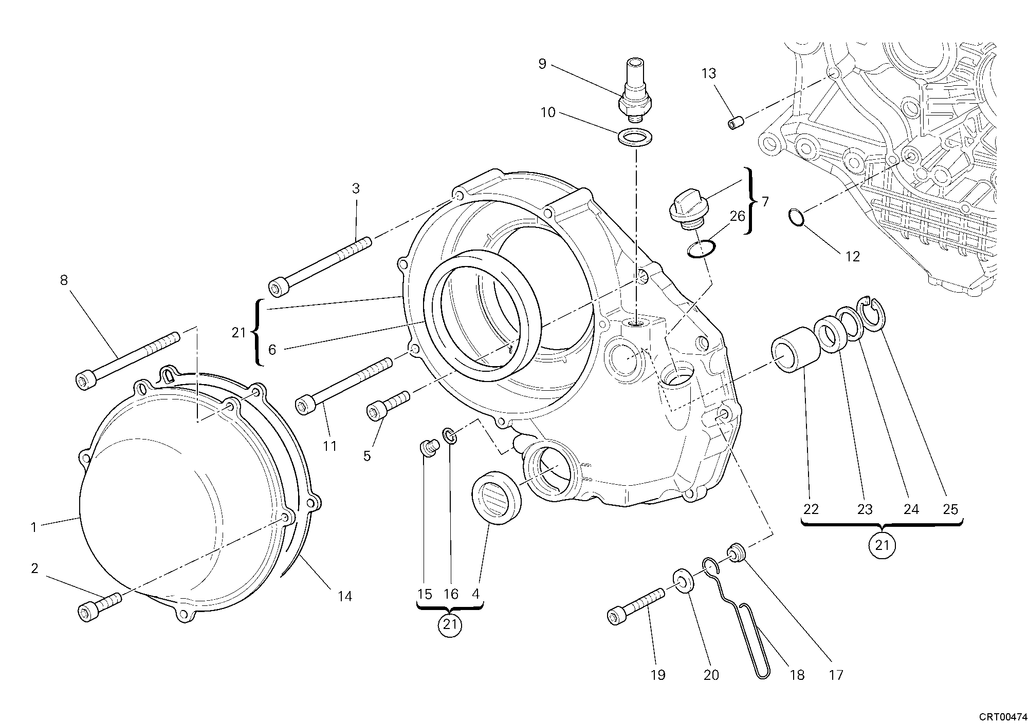 005 COUVERCLE EMBRAYAGE POUR SUPERBIKE 1098 R 2009