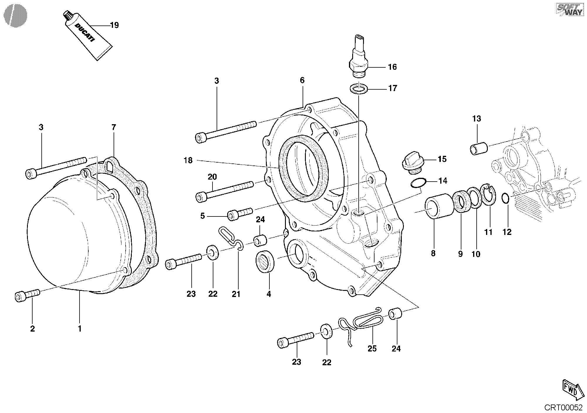 005 COUVERCLE EMBRAYAGE POUR MONSTER 900 2002