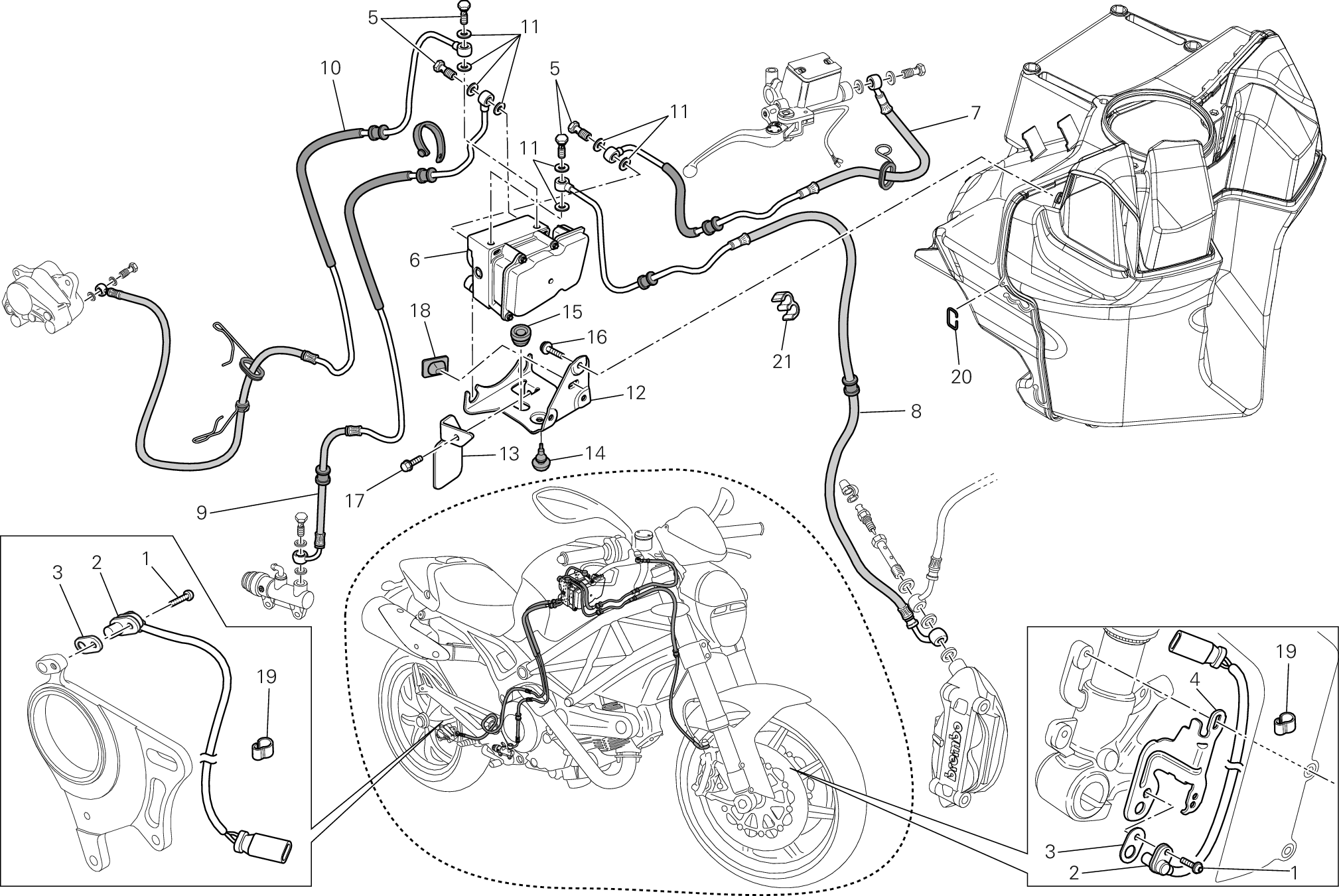 28A SYSTEME DE FREIN ABS POUR MONSTER 796 ABS 2013