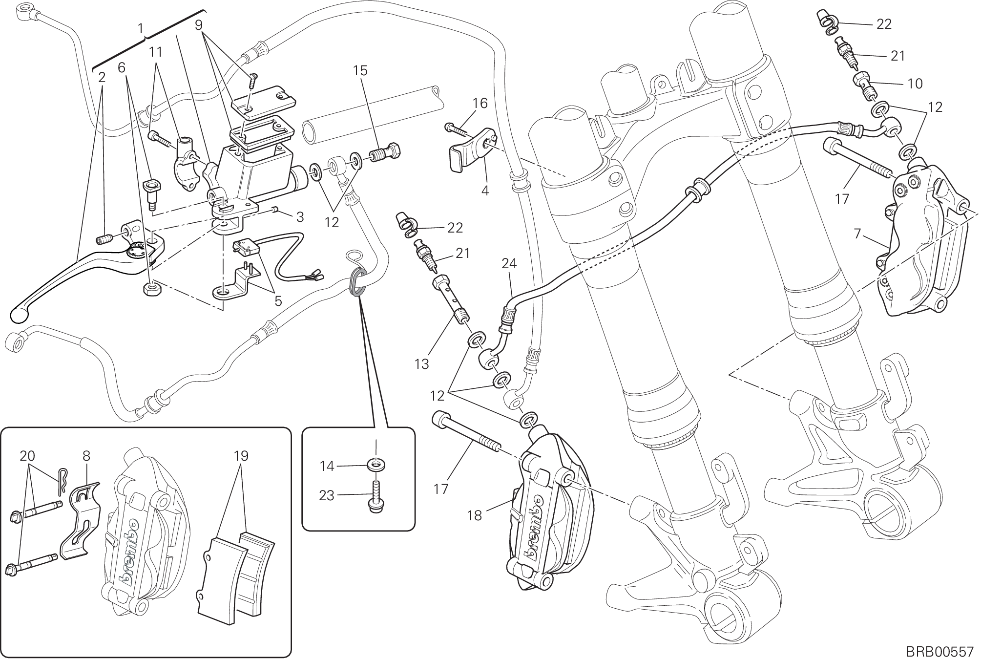 028 SYSTEME DE FREIN AVANT POUR MONSTER 659 ABS AUSTRALIA 2014