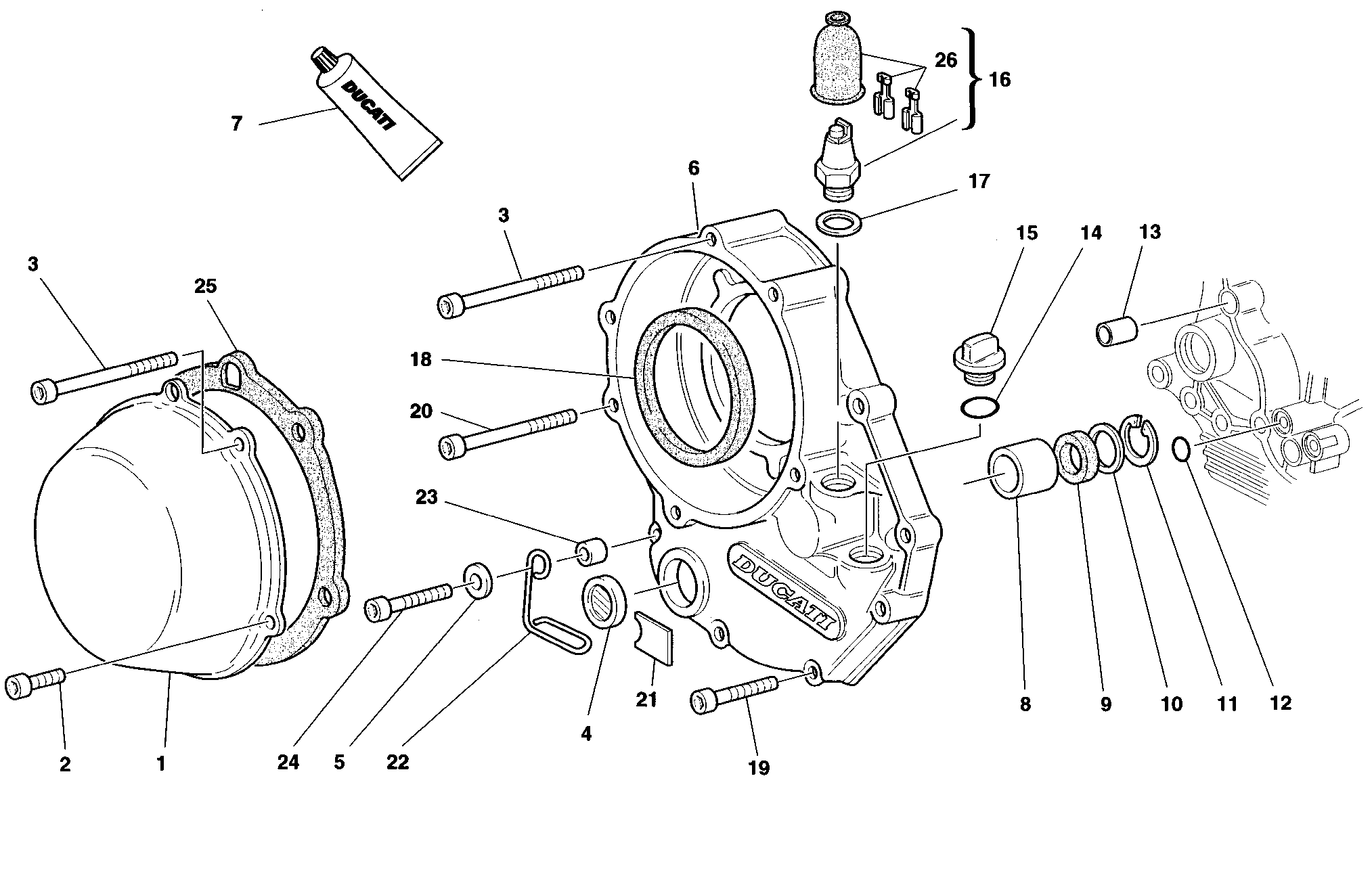 005 COUVERCLE EMBRAYAGE POUR SUPERBIKE 916 SENNA 1998