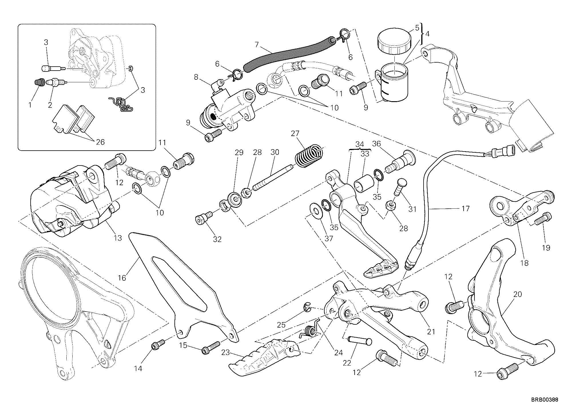 025 SYSTEME DE FREIN ARRIERE POUR SUPERBIKE 1199 PANIGALE ABS 2012