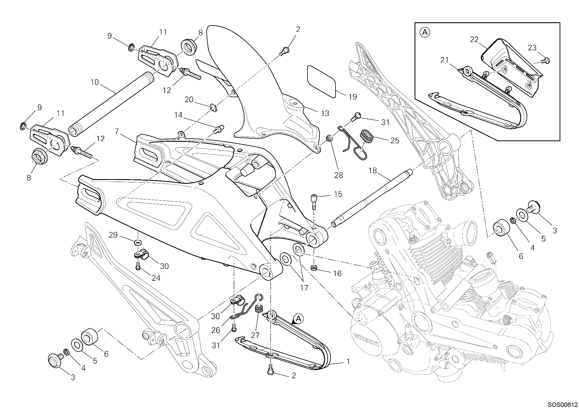 032 BRAS OSCILLANT POUR MONSTER 696 ABS 2011