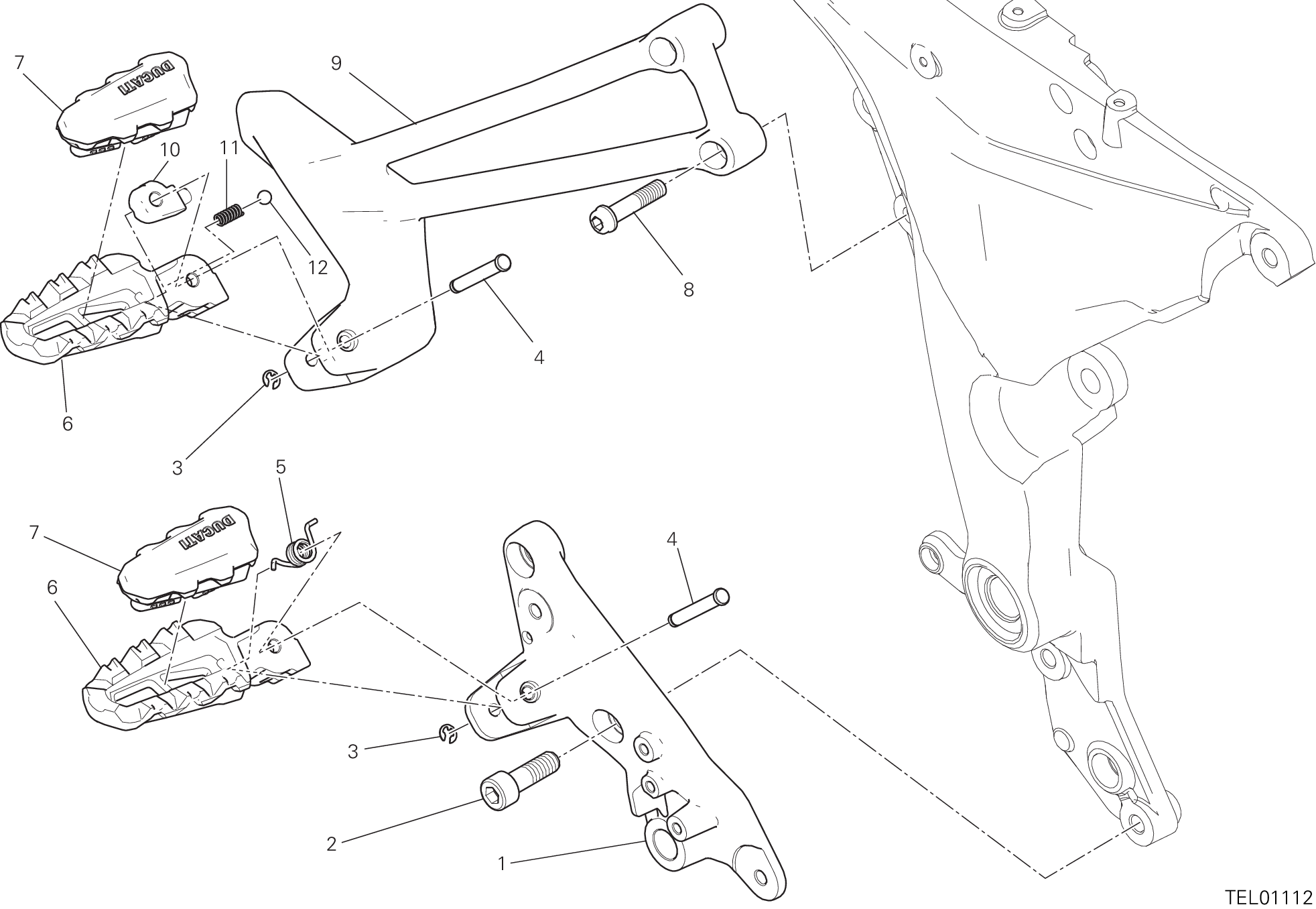 27D REPOSE PIEDS DROIT POUR MULTISTRADA 1260 S TOURING 2020