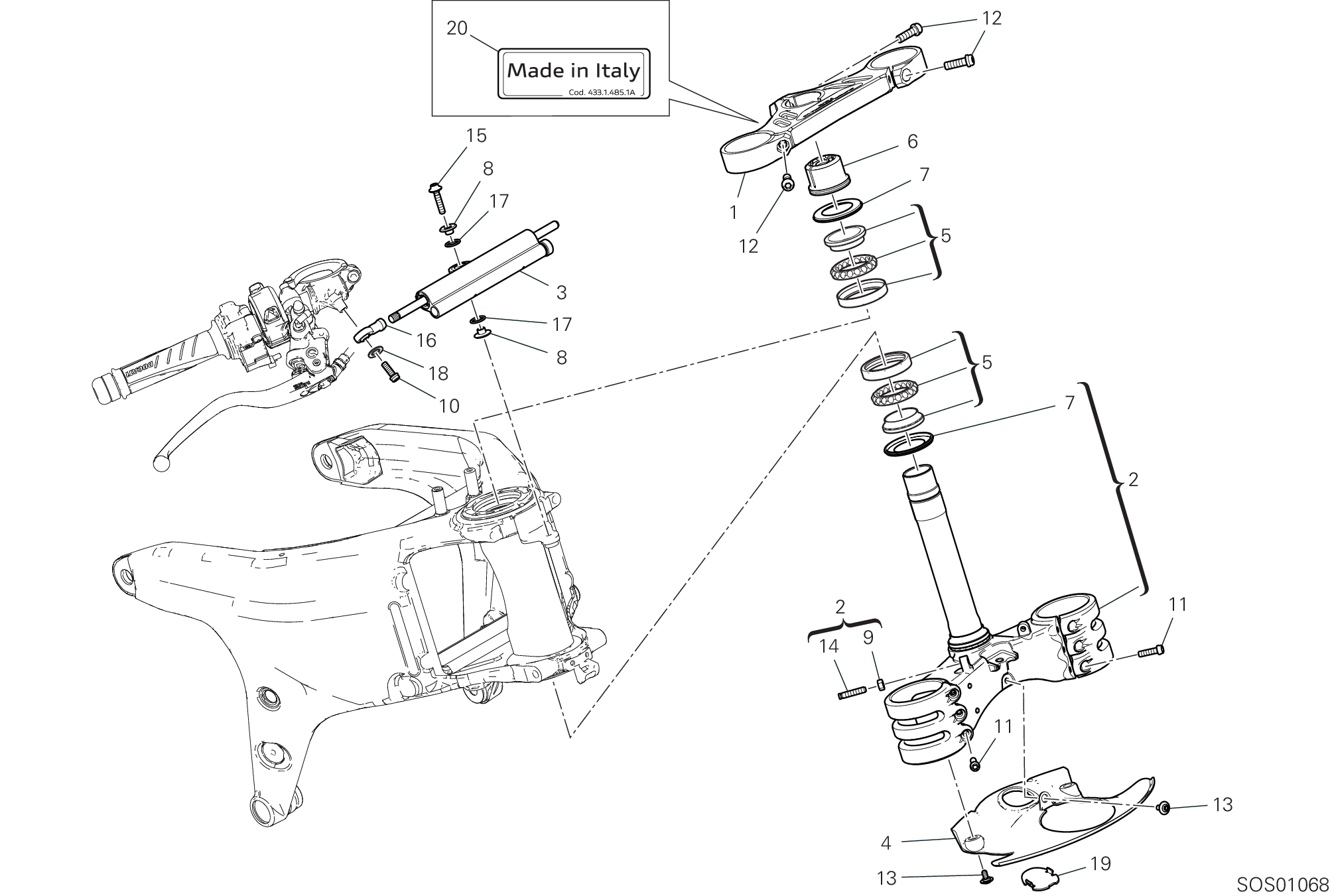 18A ENSEMBLE DIRECTION POUR SUPERBIKE SUPERLEGGERA V4 2020