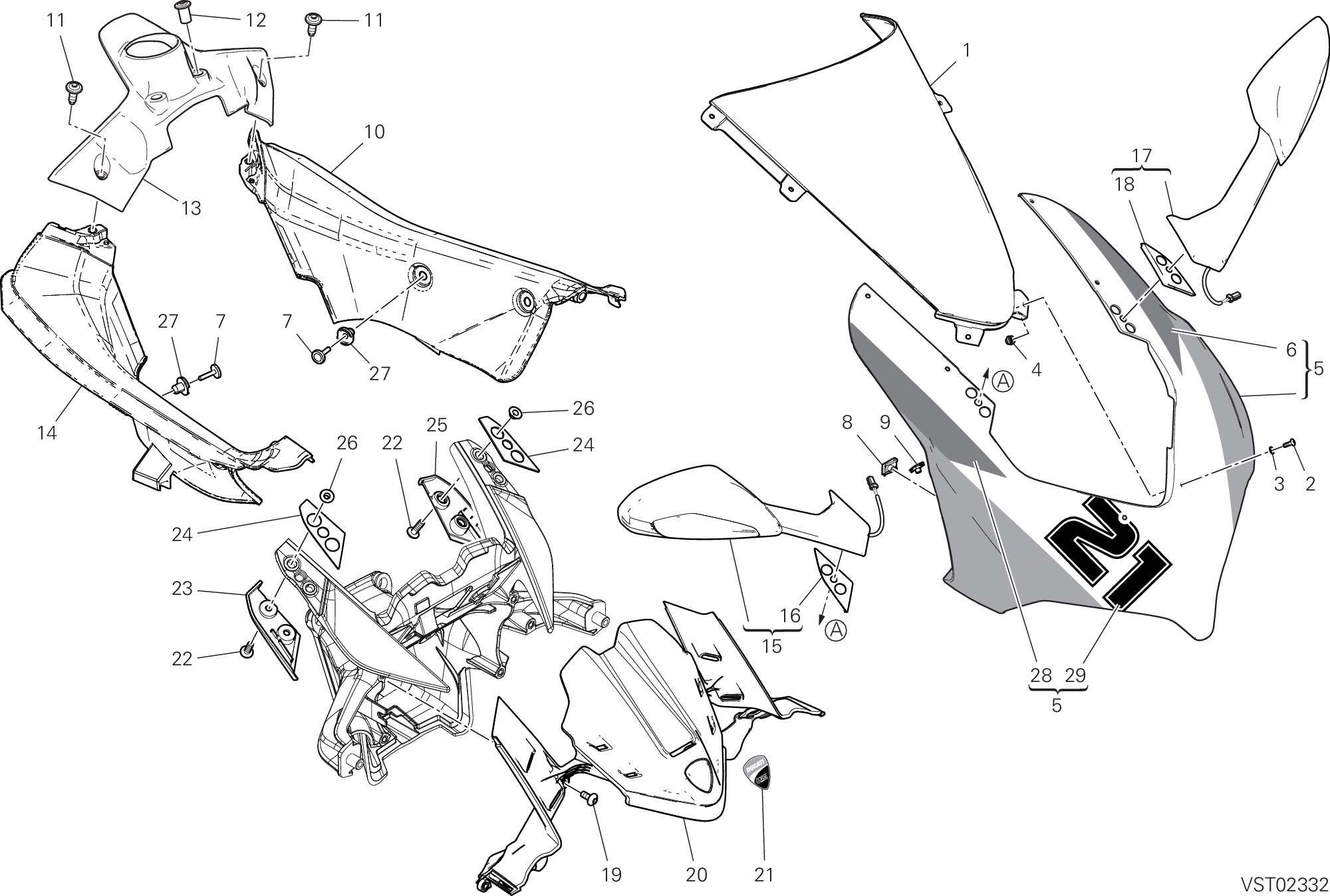 36A CAPOT AVANT POUR SUPERBIKE PANIGALE V2 TROY BAYLISS 2023