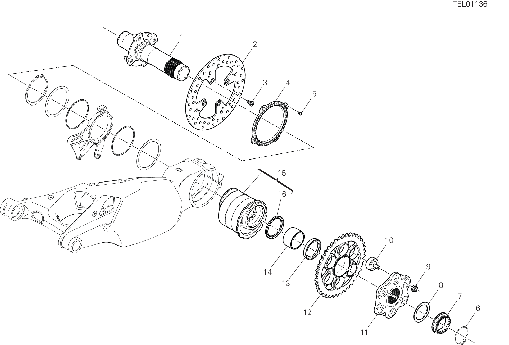 29B PIVOT ROUE ARRIERE POUR SUPERBIKE PANIGALE V4 2024