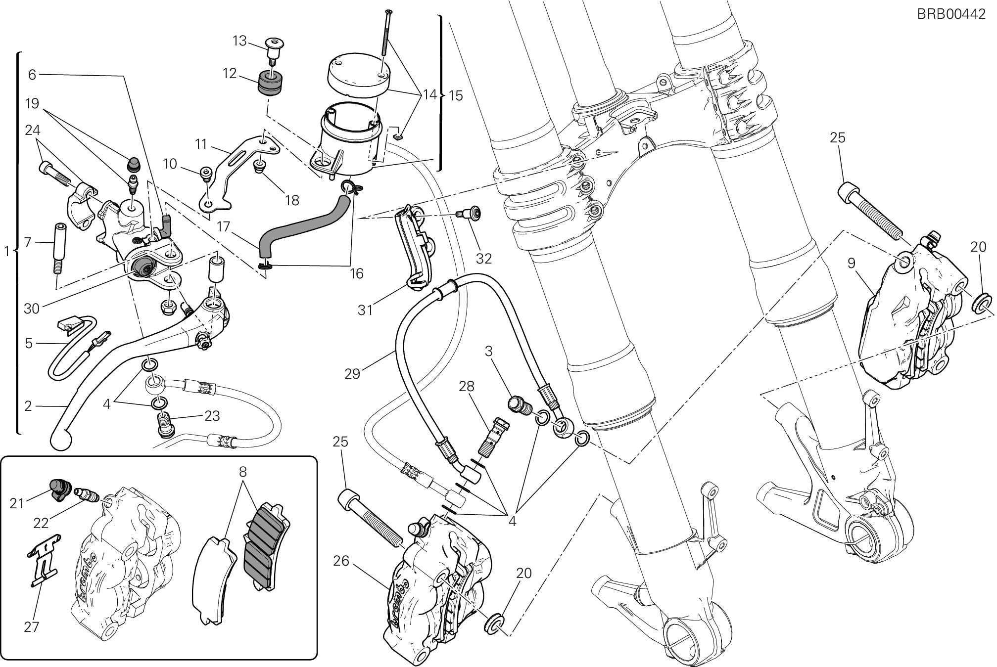 024 SYSTEME DE FREIN AVANT POUR SUPERBIKE 1199 PANIGALE ABS 2014