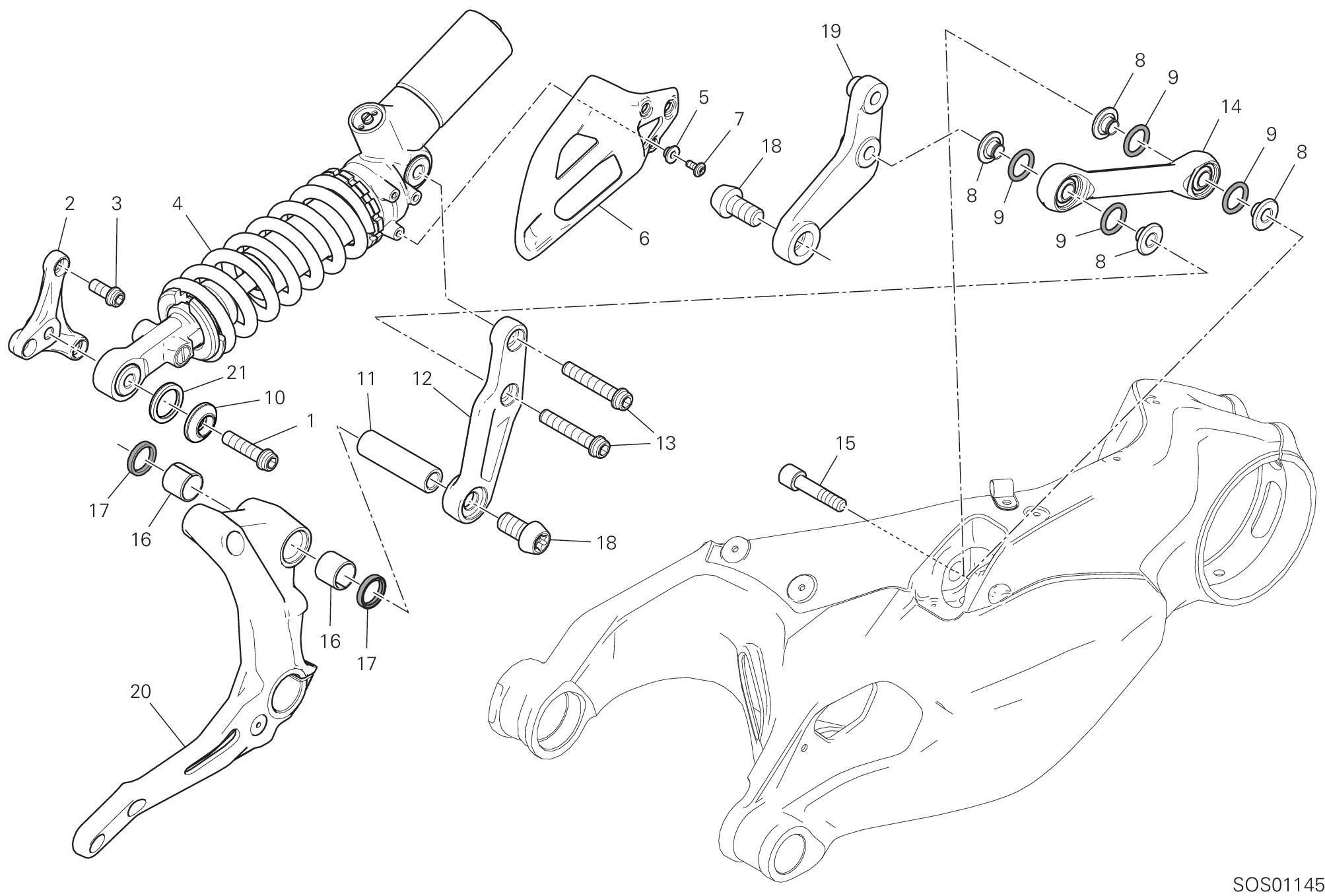 23A AMORTISSEUR ARRIERE POUR SUPERBIKE PANIGALE V2 2020