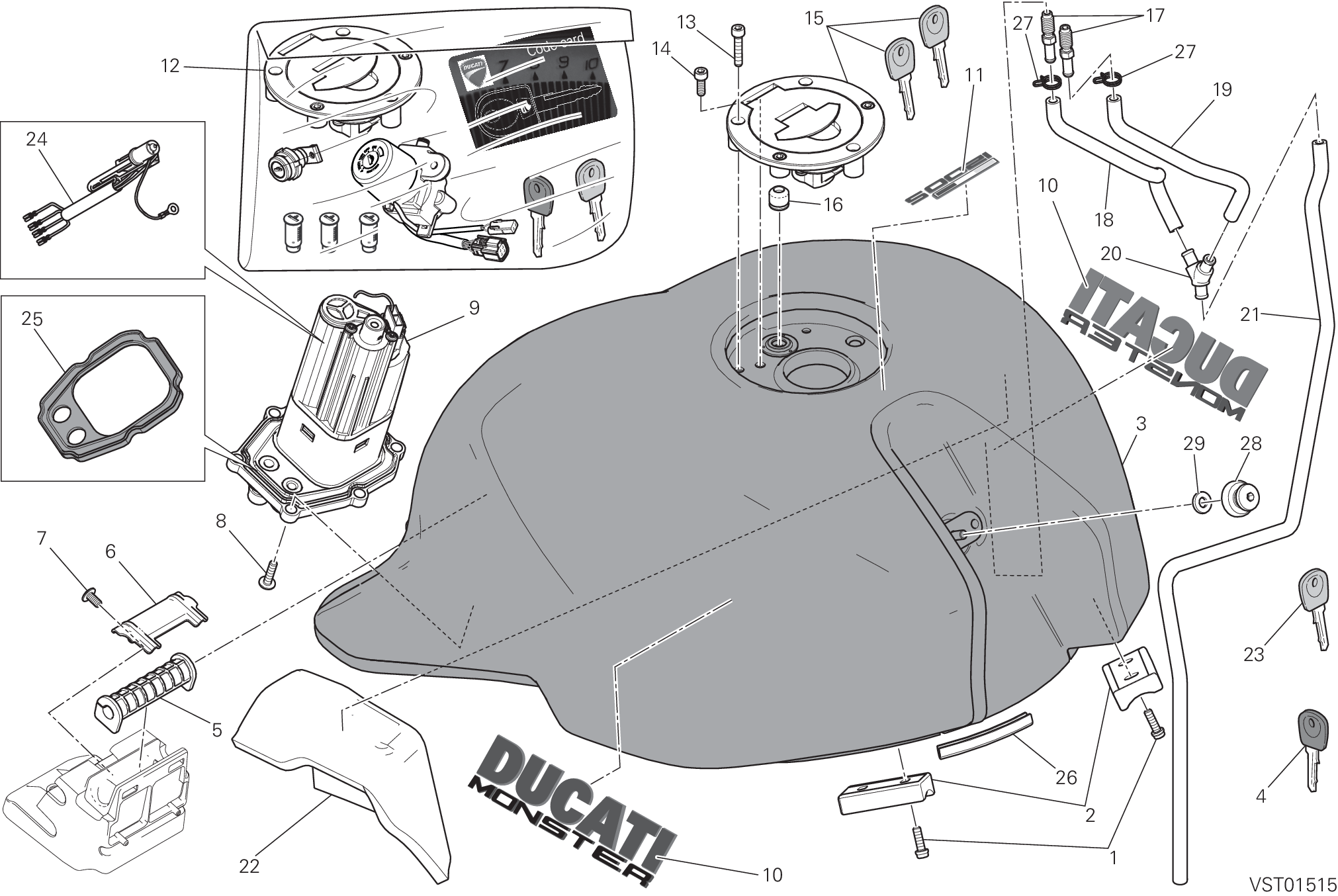 032 RESERVOIR CARBURANT POUR MONSTER 1200 S 2014
