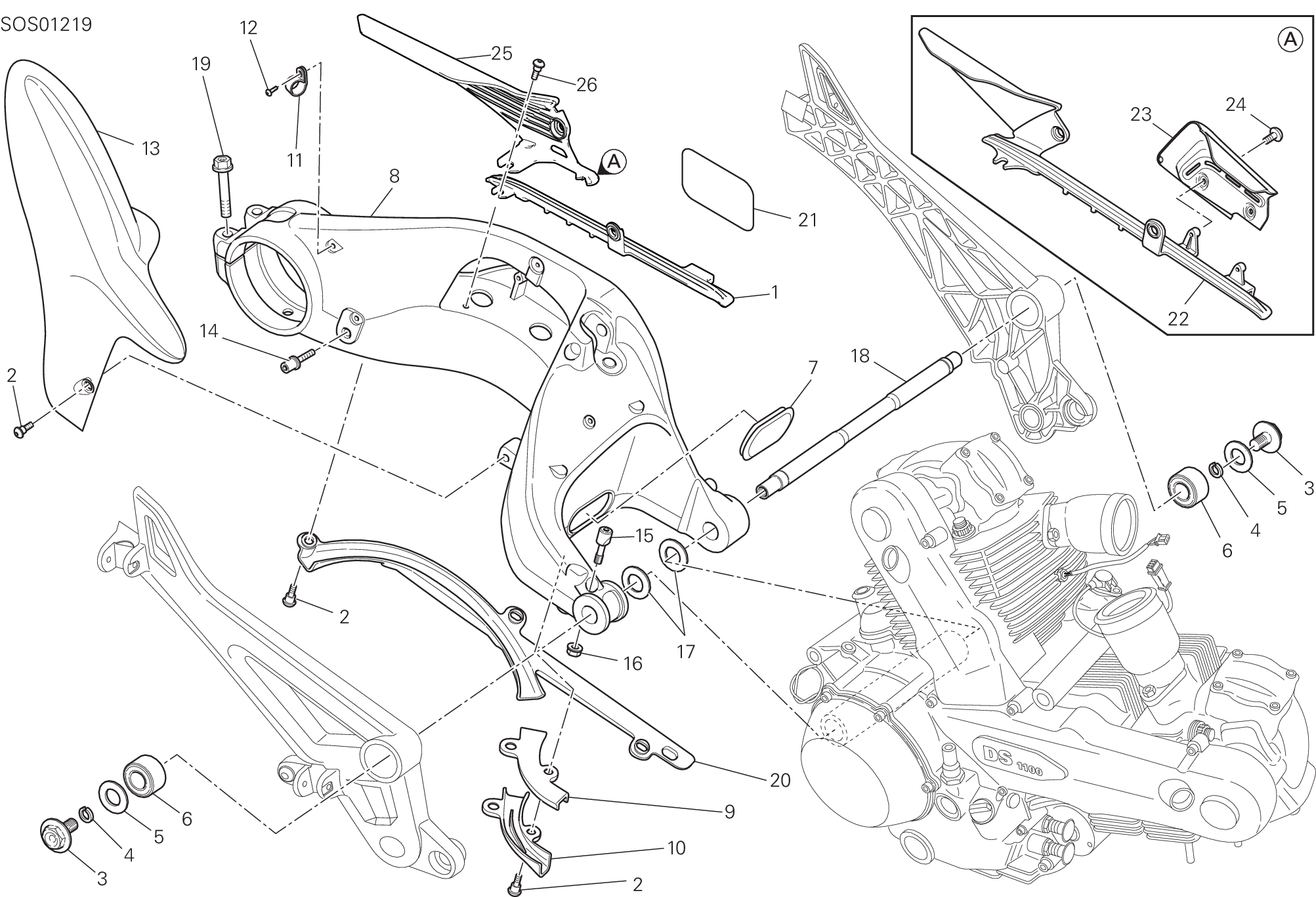 032 BRAS OSCILLANT POUR MONSTER 1100 S 2010