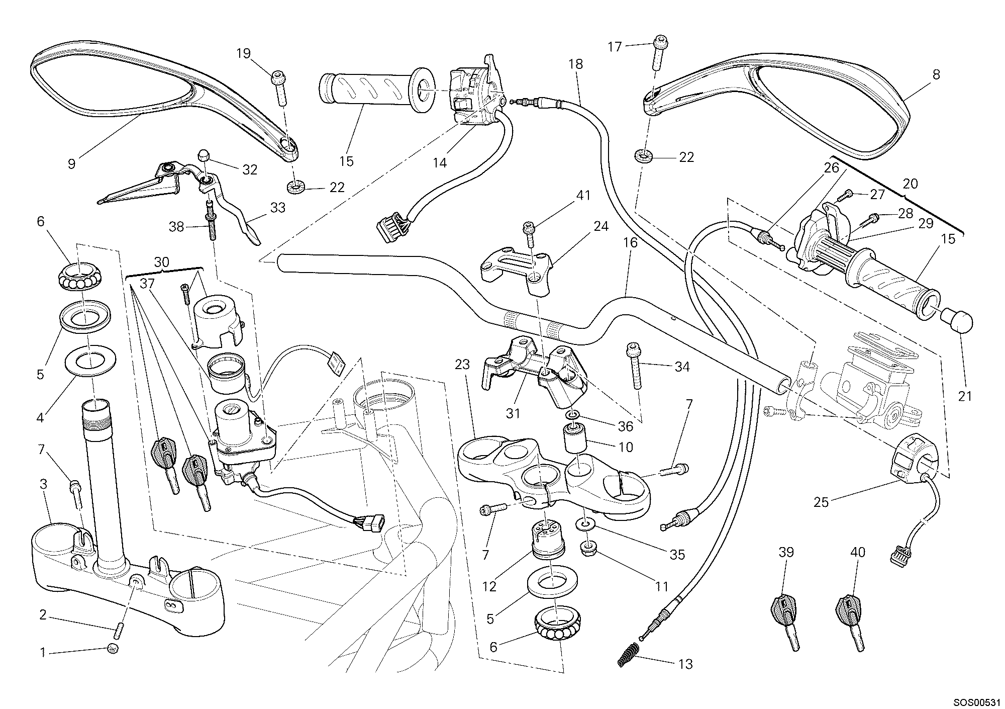 026 GUIDON POUR MONSTER 696 ABS 2011