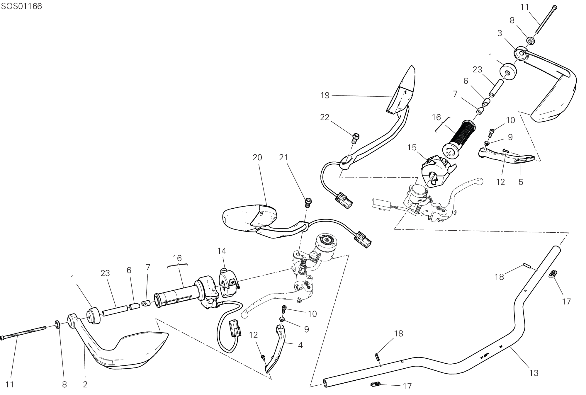 22A GUIDON ET COMMANDES POUR MULTISTRADA V4S RADAR 2022
