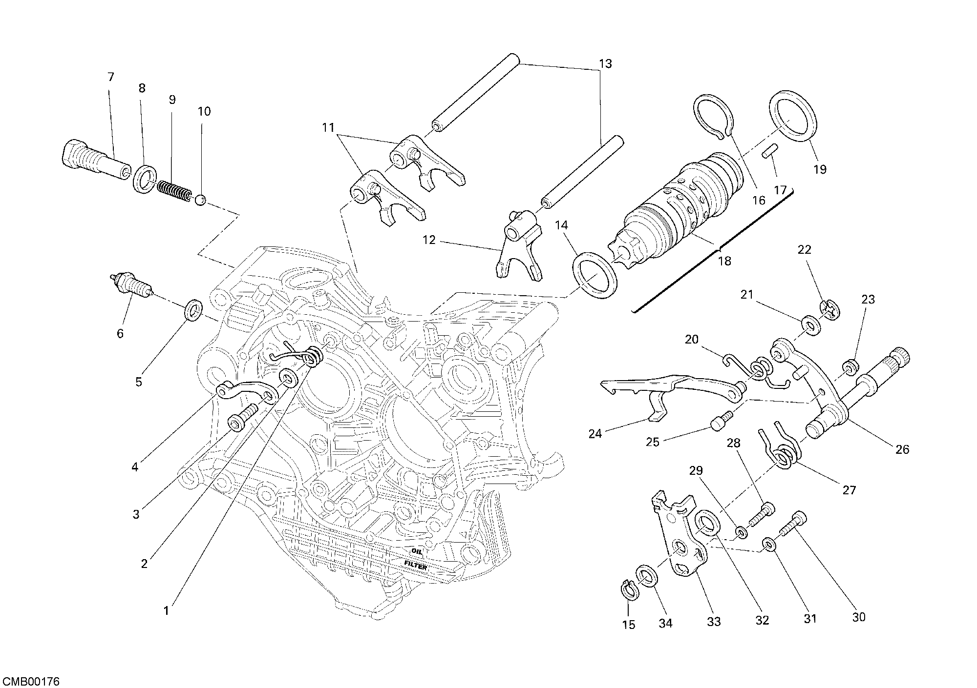 002 TAMBOUR CHANGEMENT VITESSE FOURCHETTE POUR SUPERBIKE 1098 R 2008