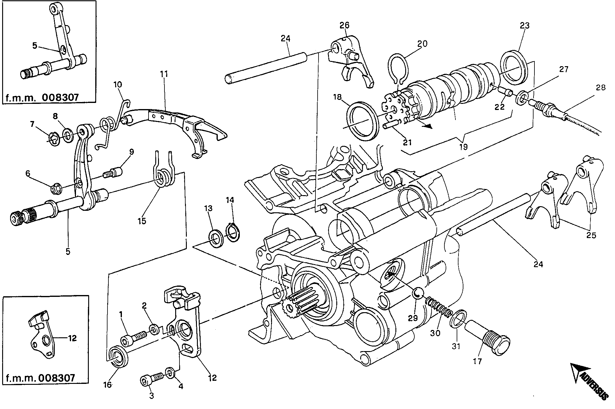 002 ARBRE SELECTEUR DE VITESSES POUR MONSTER 600 1993