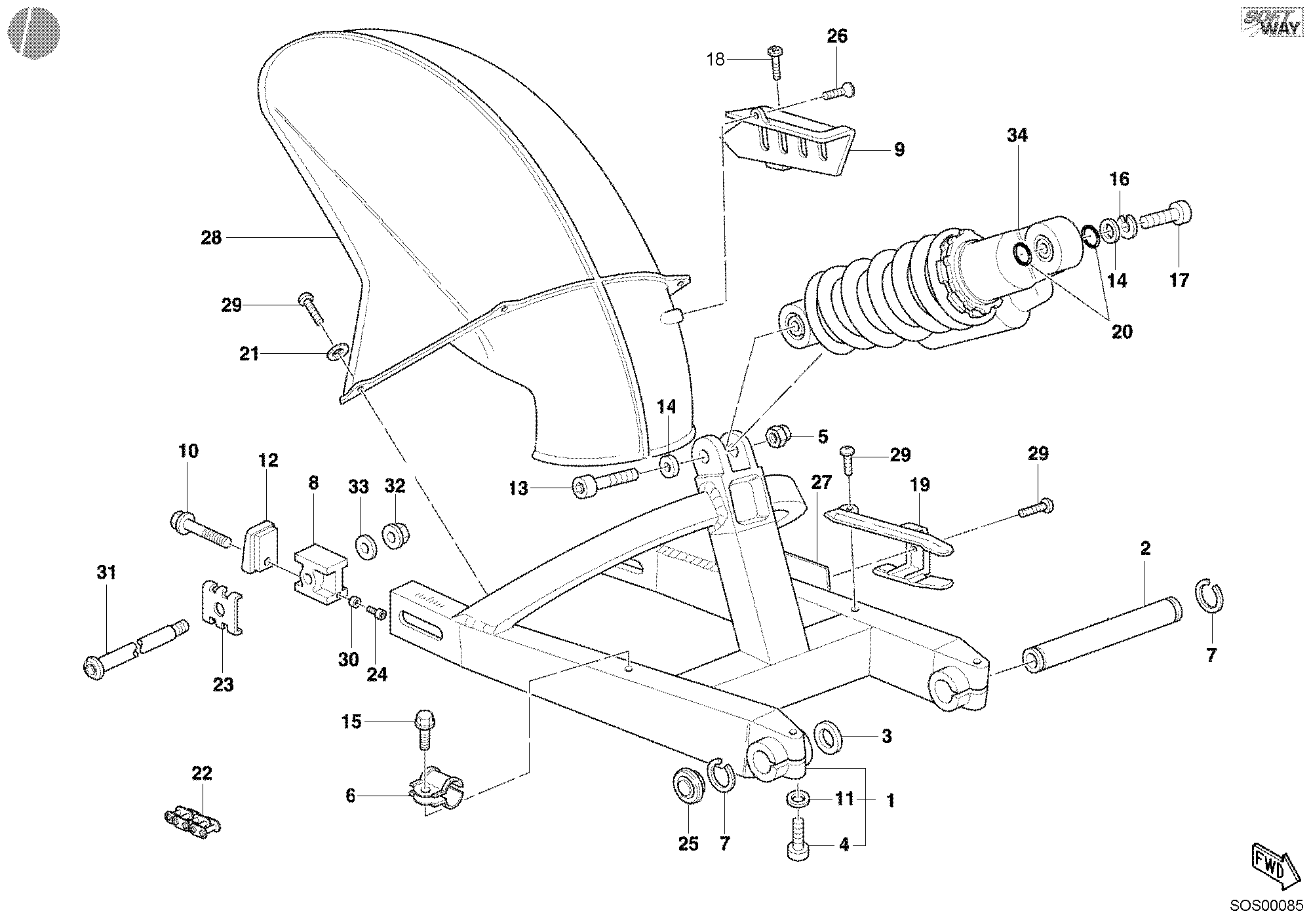 032 BRAS OSCILLANT POUR SUPERSPORT 750 SS 2002