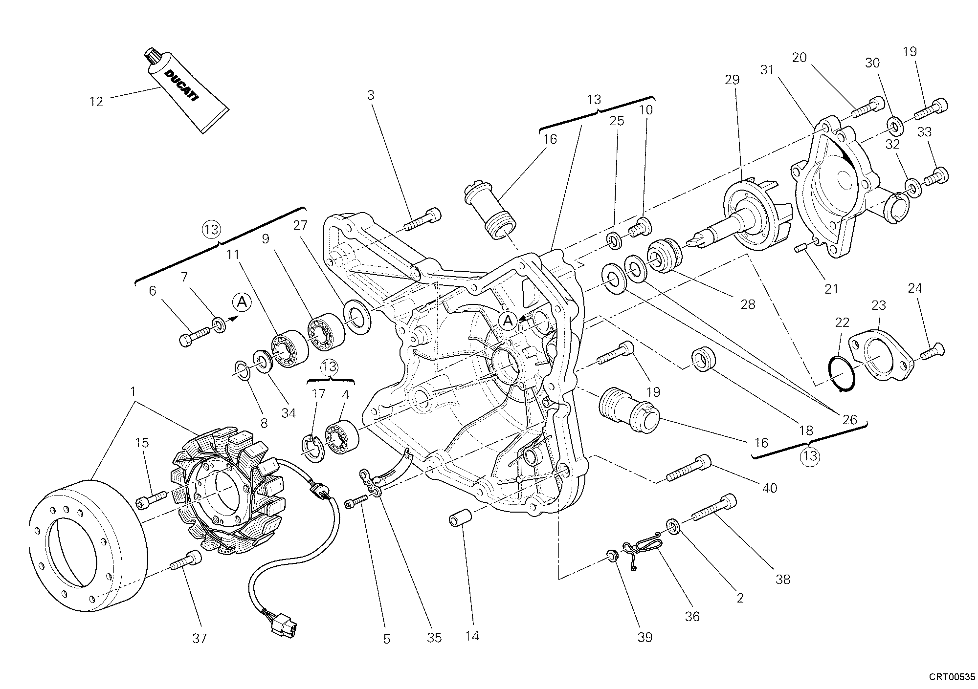 011 COUVERCLE GENERATEUR POMPE EAU POUR SUPERBIKE 1198 2011