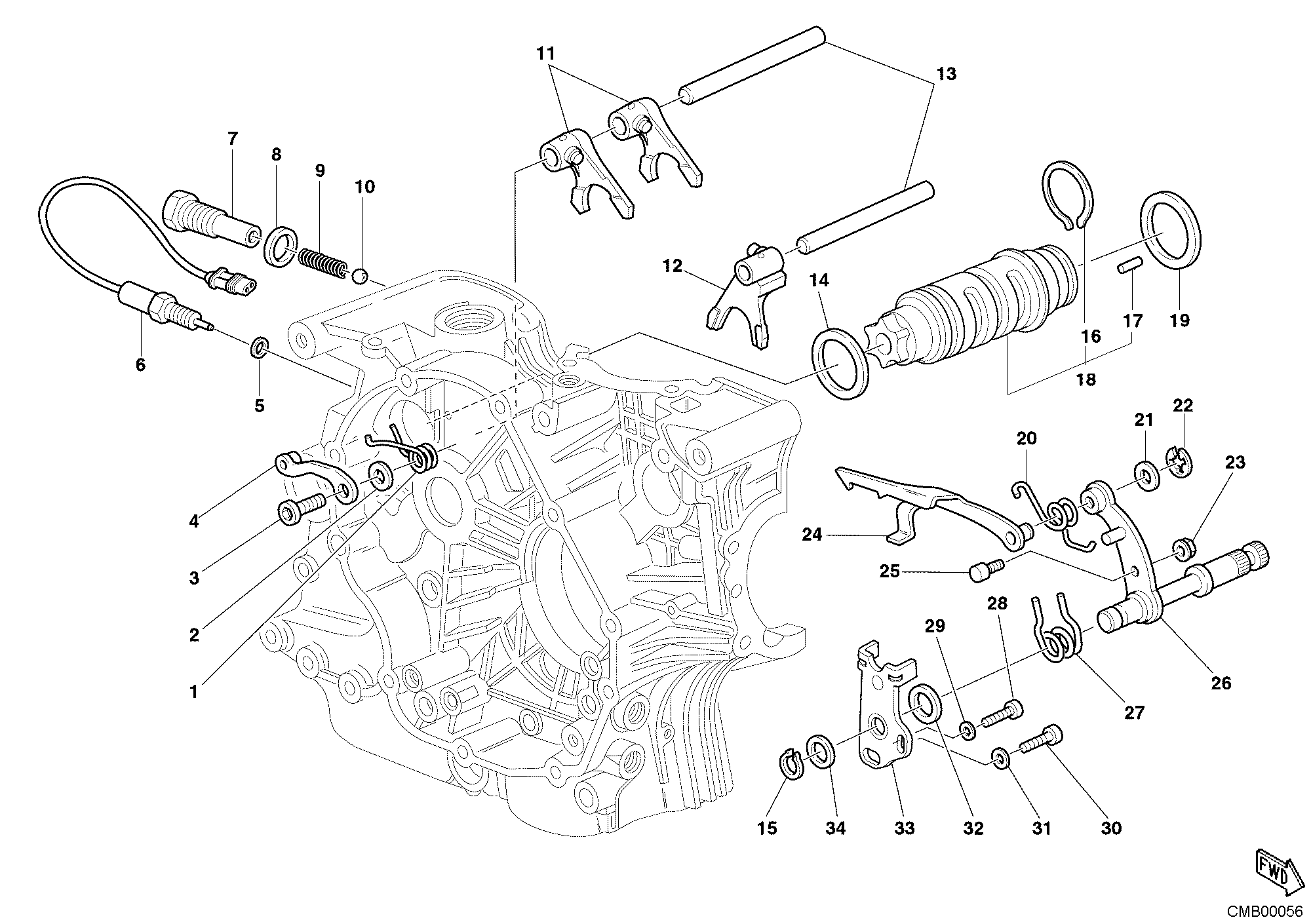 002 ARBRE SELECTEUR DE VITESSES POUR MONSTER 800 2004