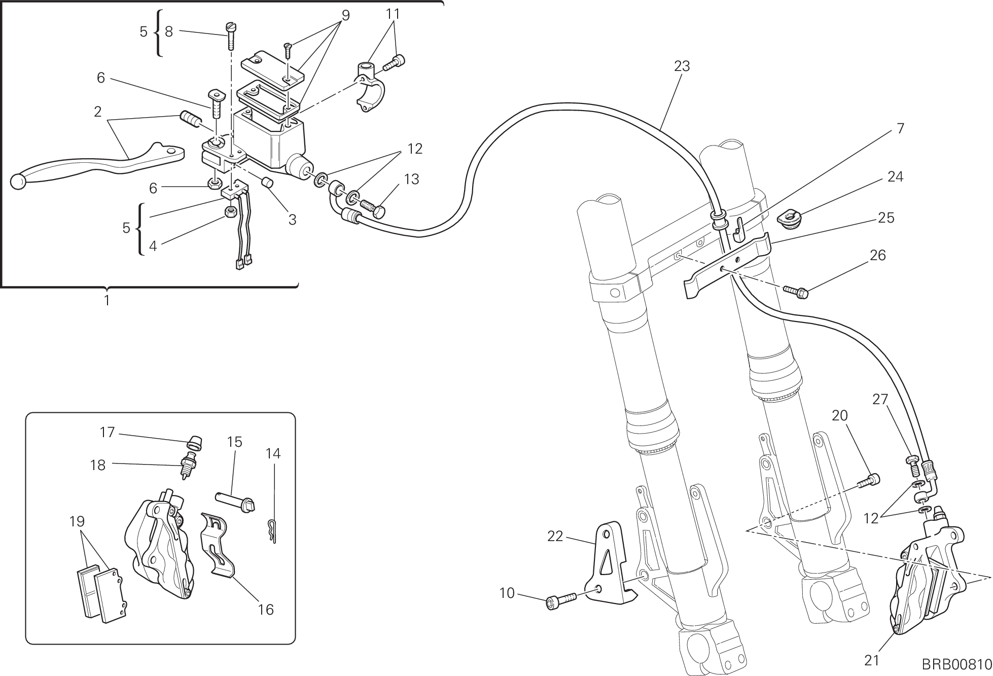 028 SYSTEME DE FREIN AVANT POUR MULTISTRADA 620 DARK 2006