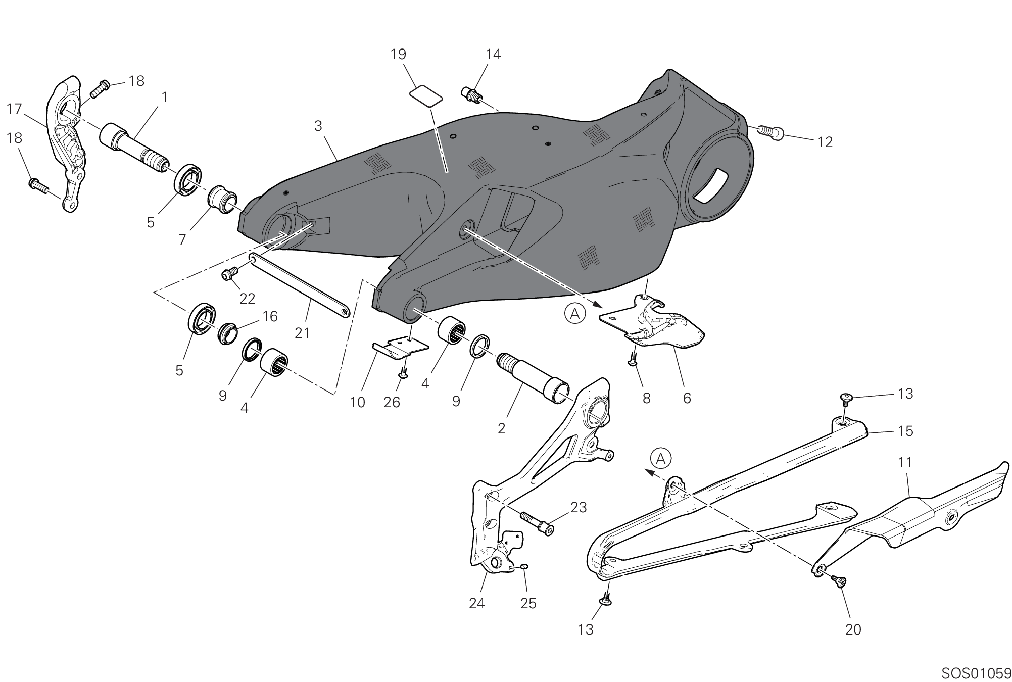 19A BRAS OSCILLANT ARRIERE POUR SUPERBIKE SUPERLEGGERA V4 2021